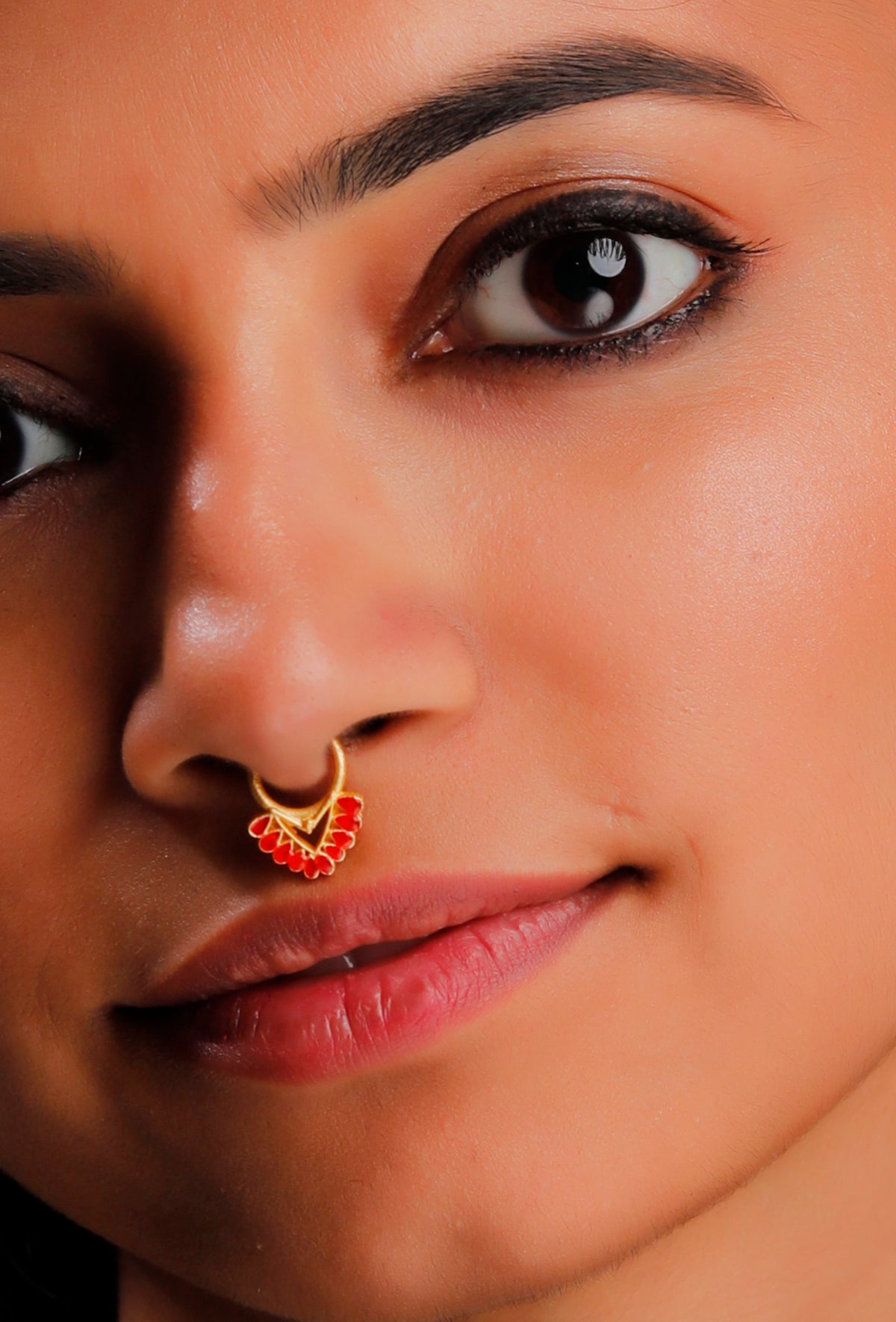 Red Enamel Gold Brass Septum