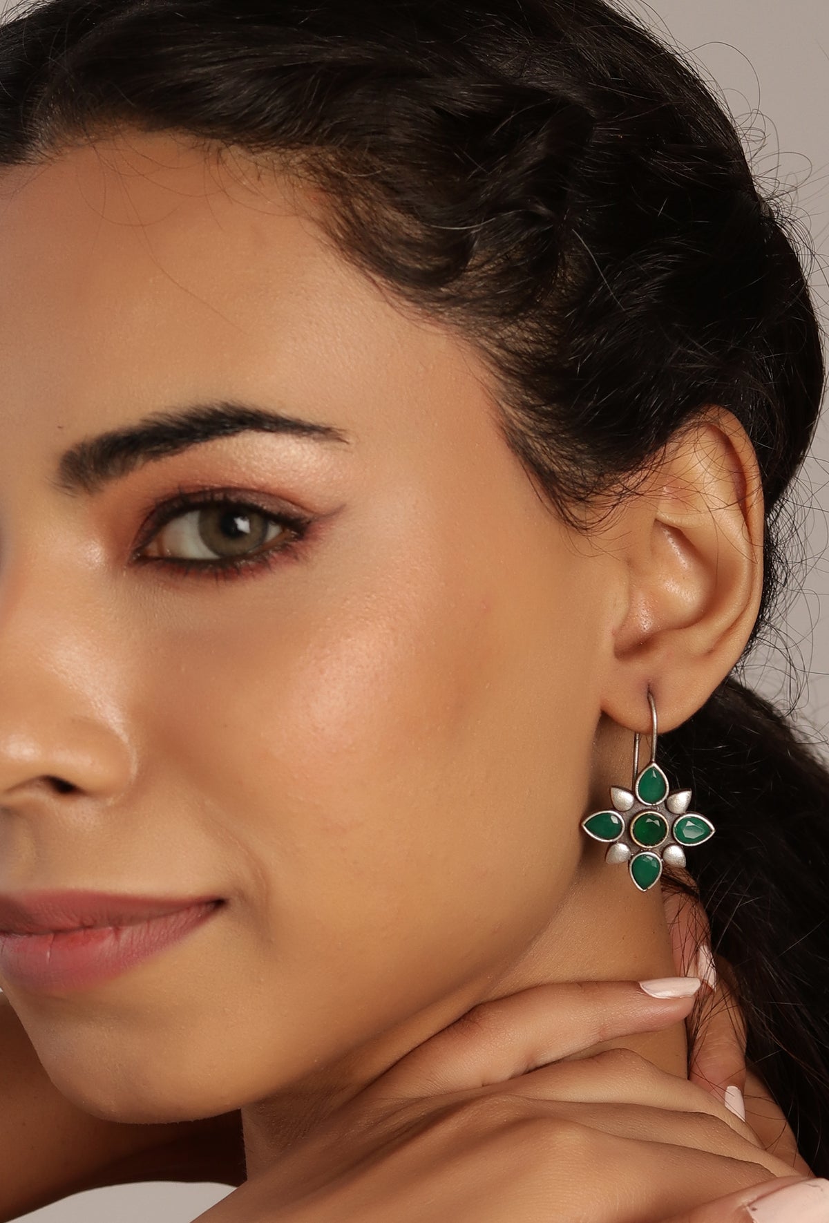 Verde Petal Hook Earrings