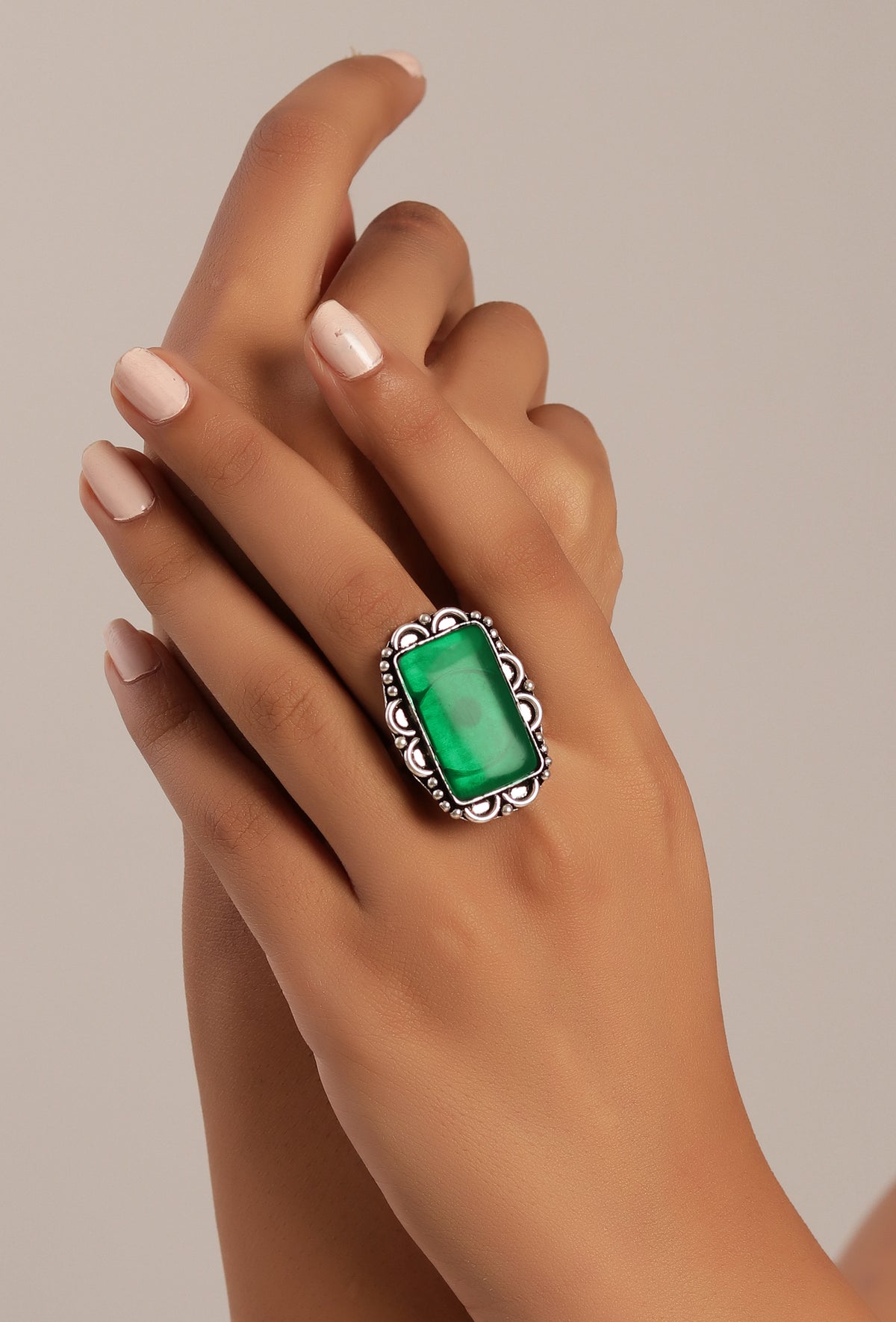 Emerald Rectangular Elegance Ring