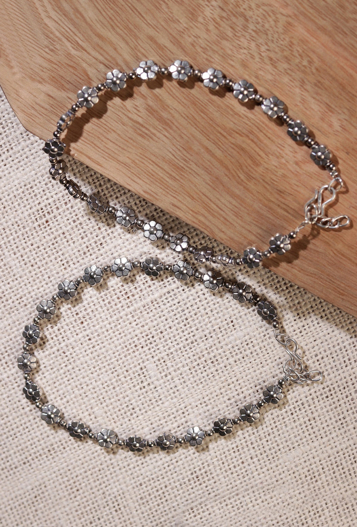 Blossom Charm Silver Anklet