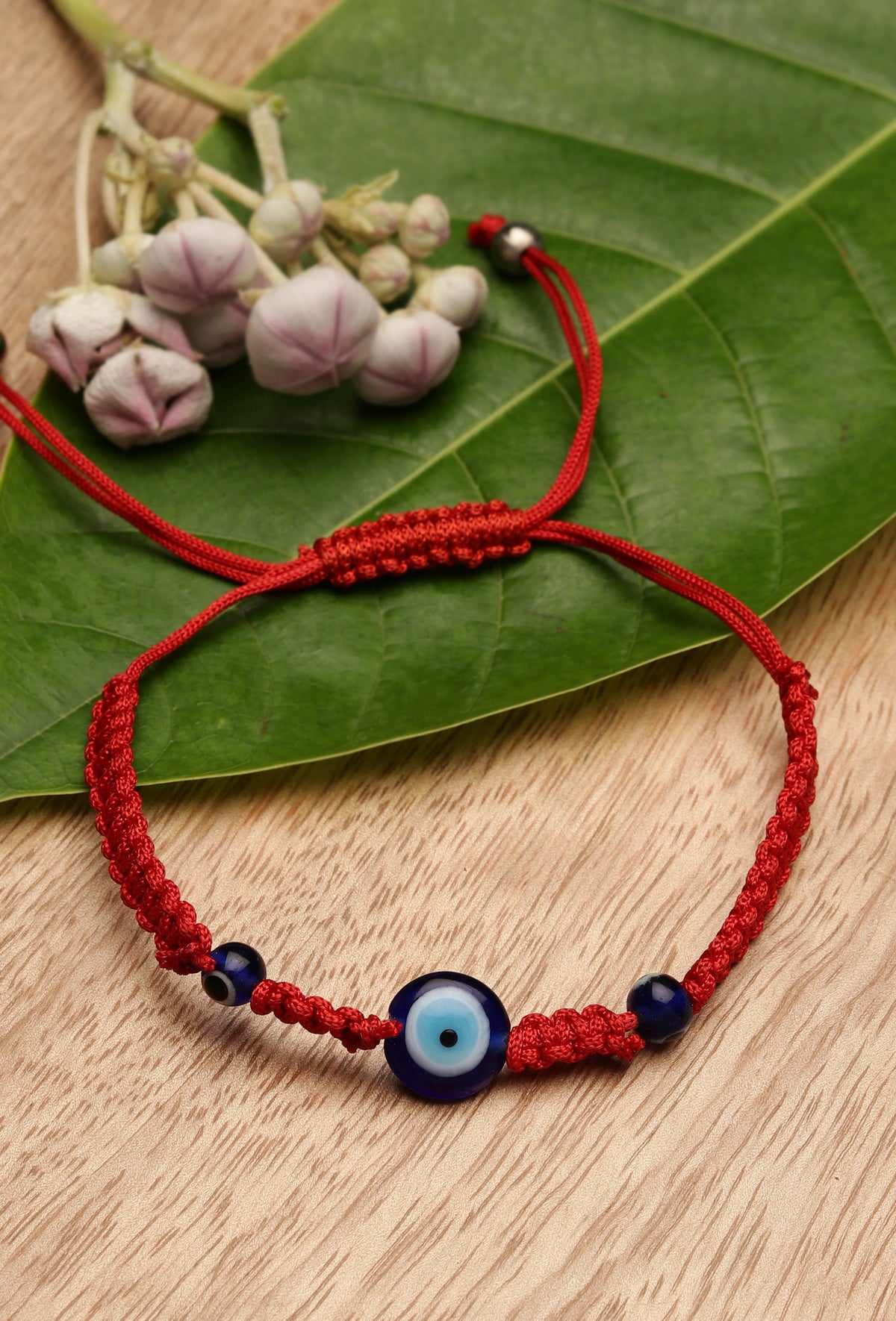 Adjustable Evil Eye Fabric Bracelet for Protection Against Negative Energy