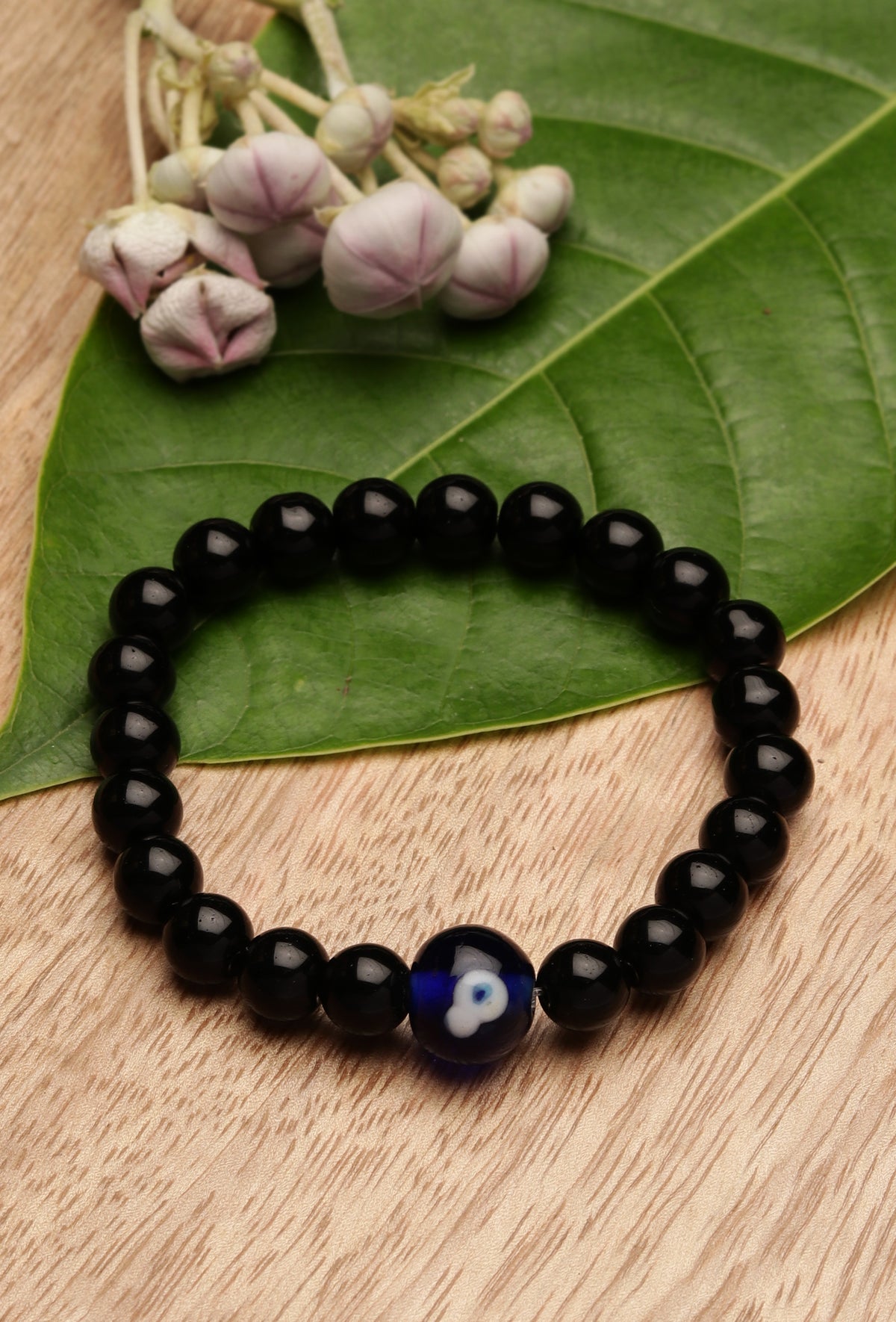 Black Bead Evil Eye Adjustable Bracelet