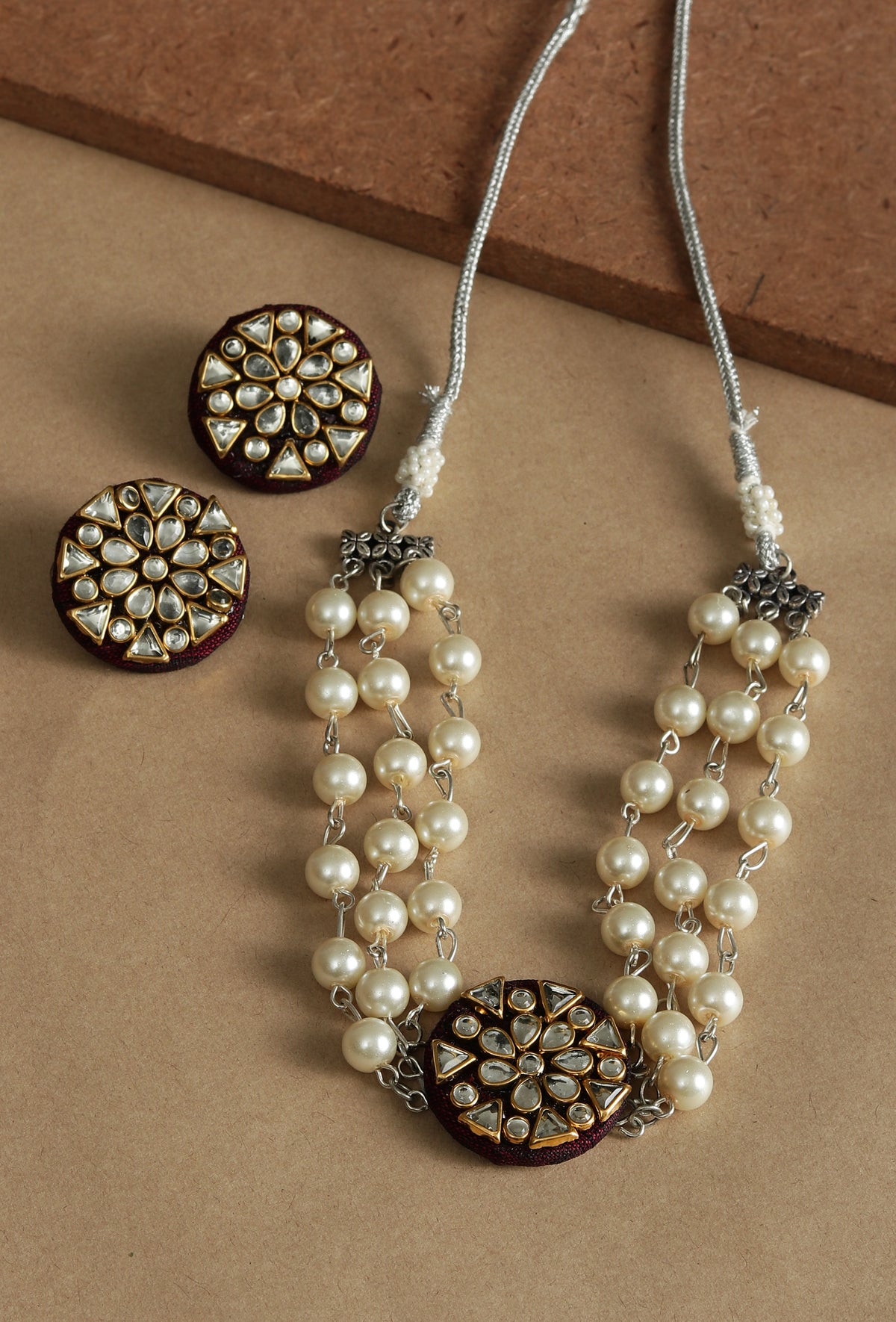 Ethereal Silver Kundan Pearl Choker Set