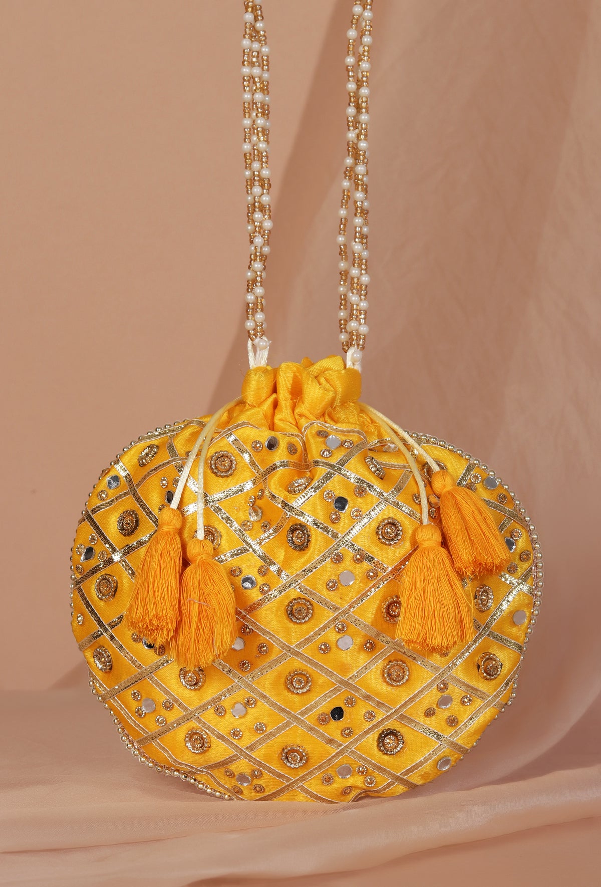 Radiant Yellow Potli With Gota Work