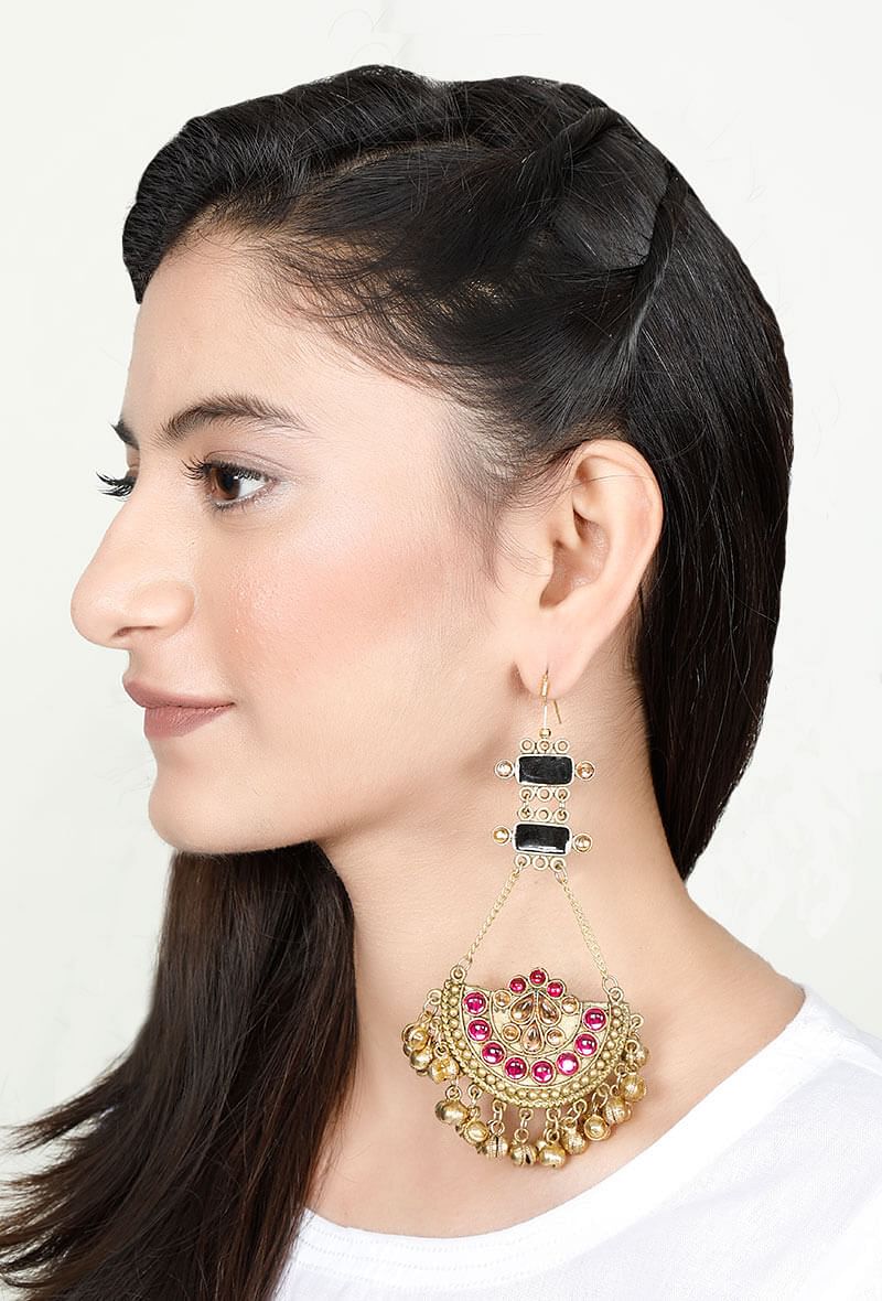 Pink Stone Afghan Earrings