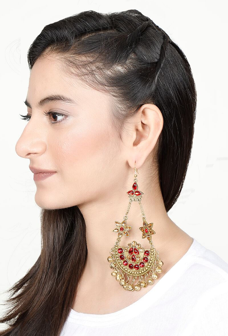 Red Stone Afghan Earrings