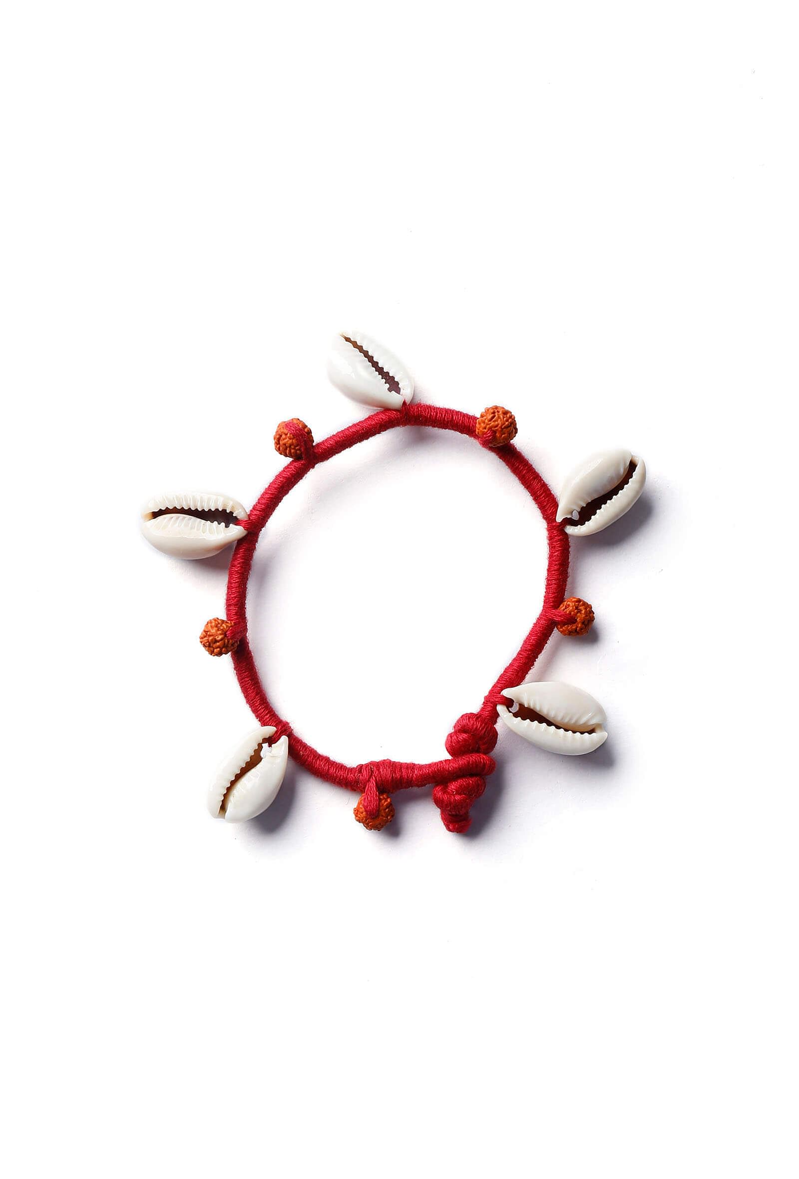 Seashells And Red Thread Anklet