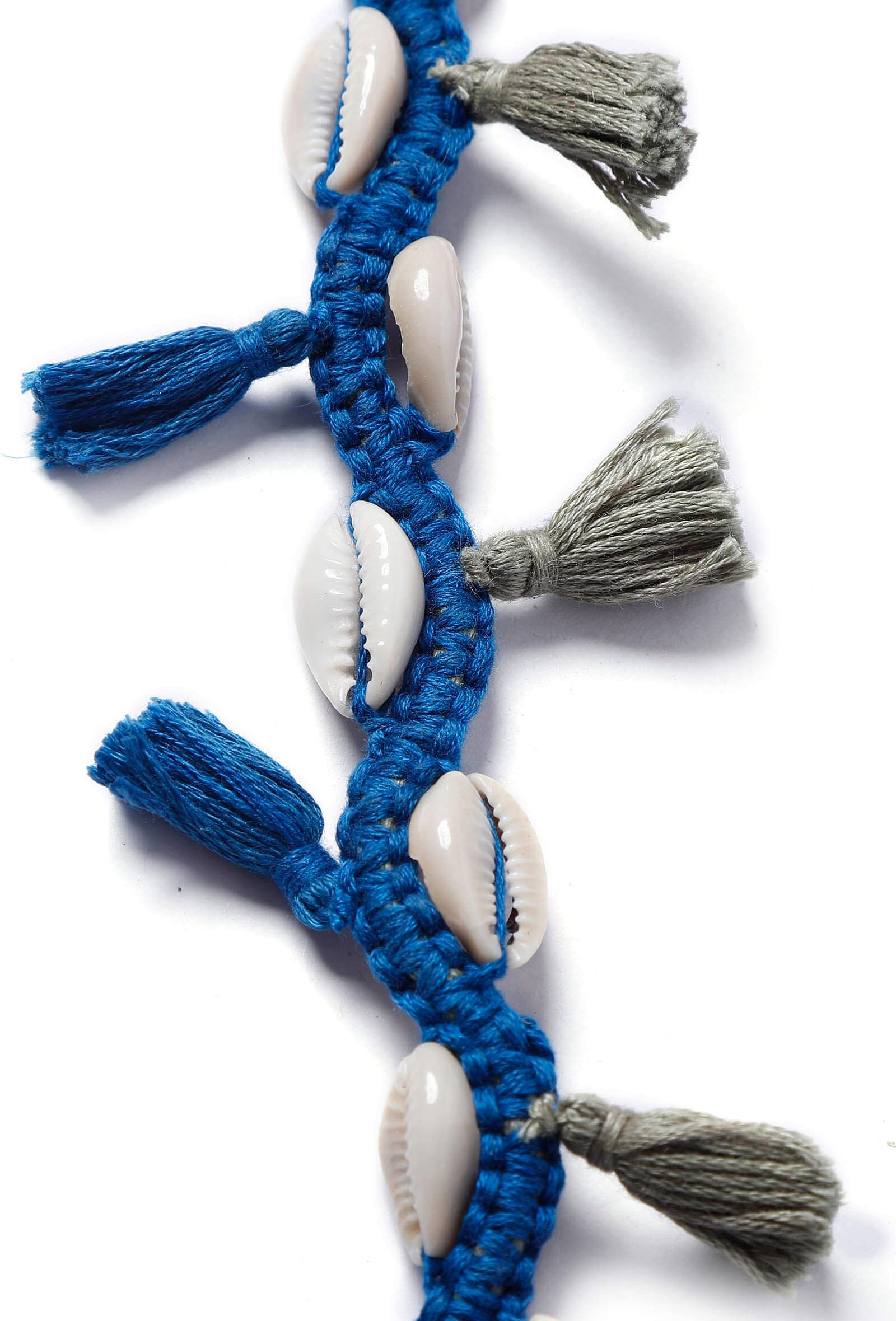Tassled Seashells Blue Bracelet
