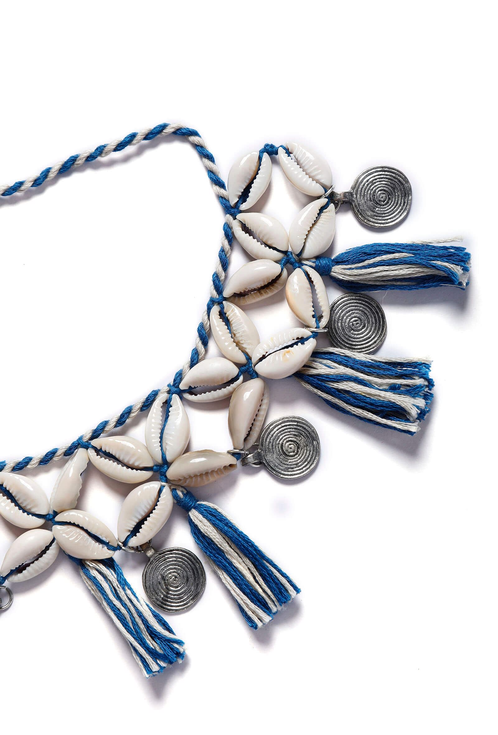 Blue Thread Seashell Necklace