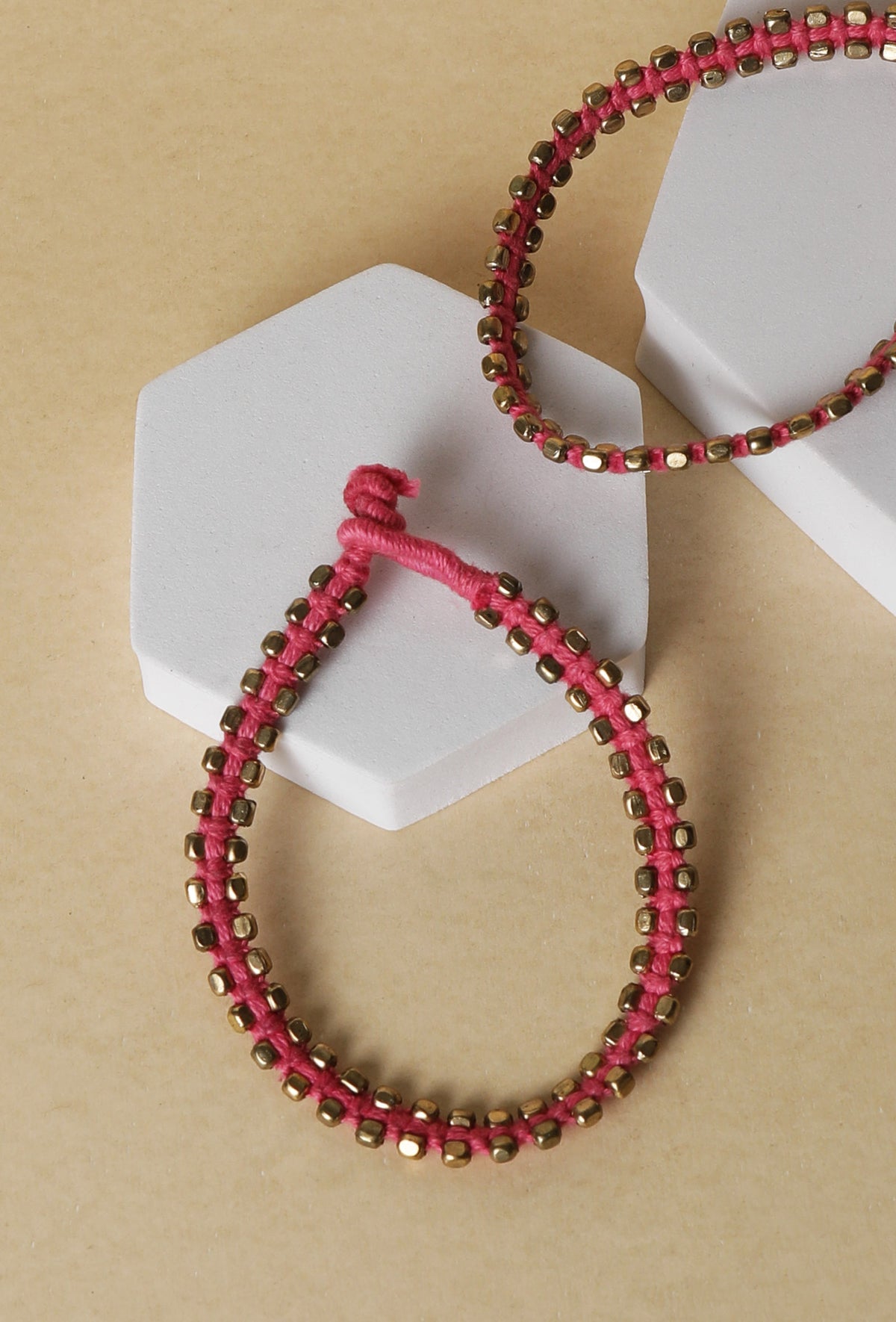 Set Of 2- Farheen Pink Thread And German Silver Anklets