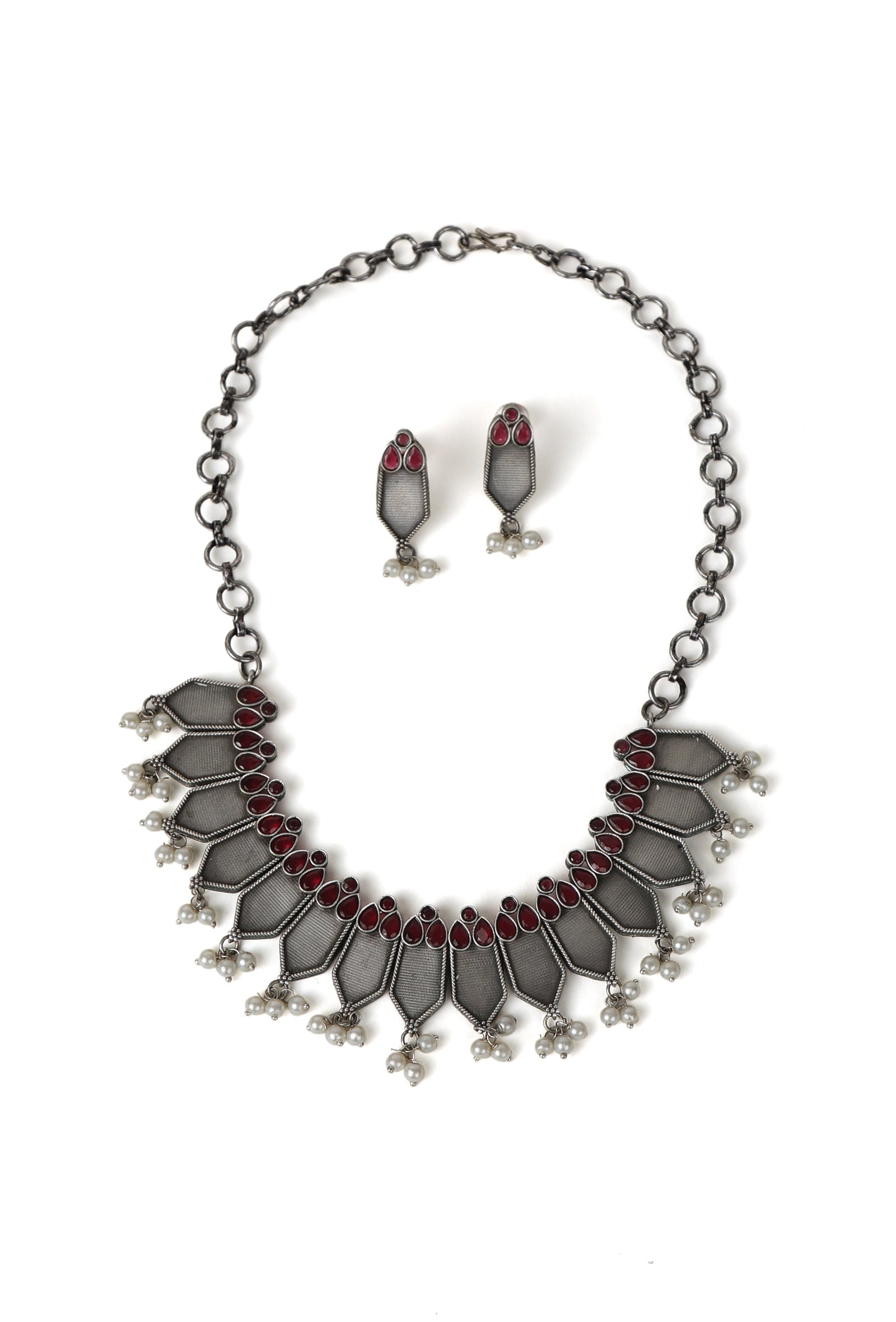 Heritage Hues Oxidized Silver Necklace & Earring Set