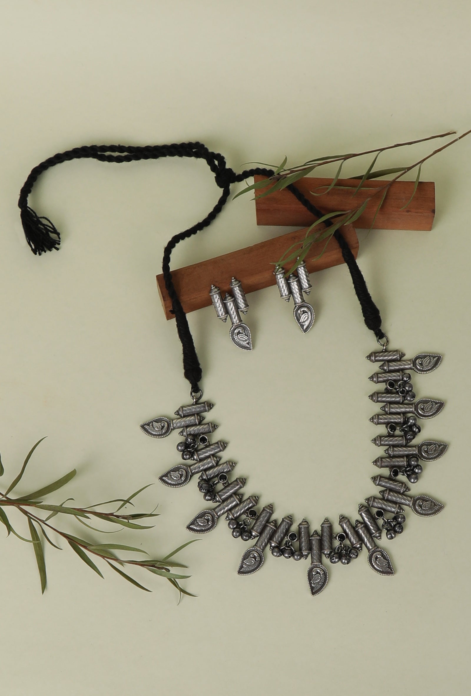 Mystic Elegance Oxidized Silver Necklace & Earring Set