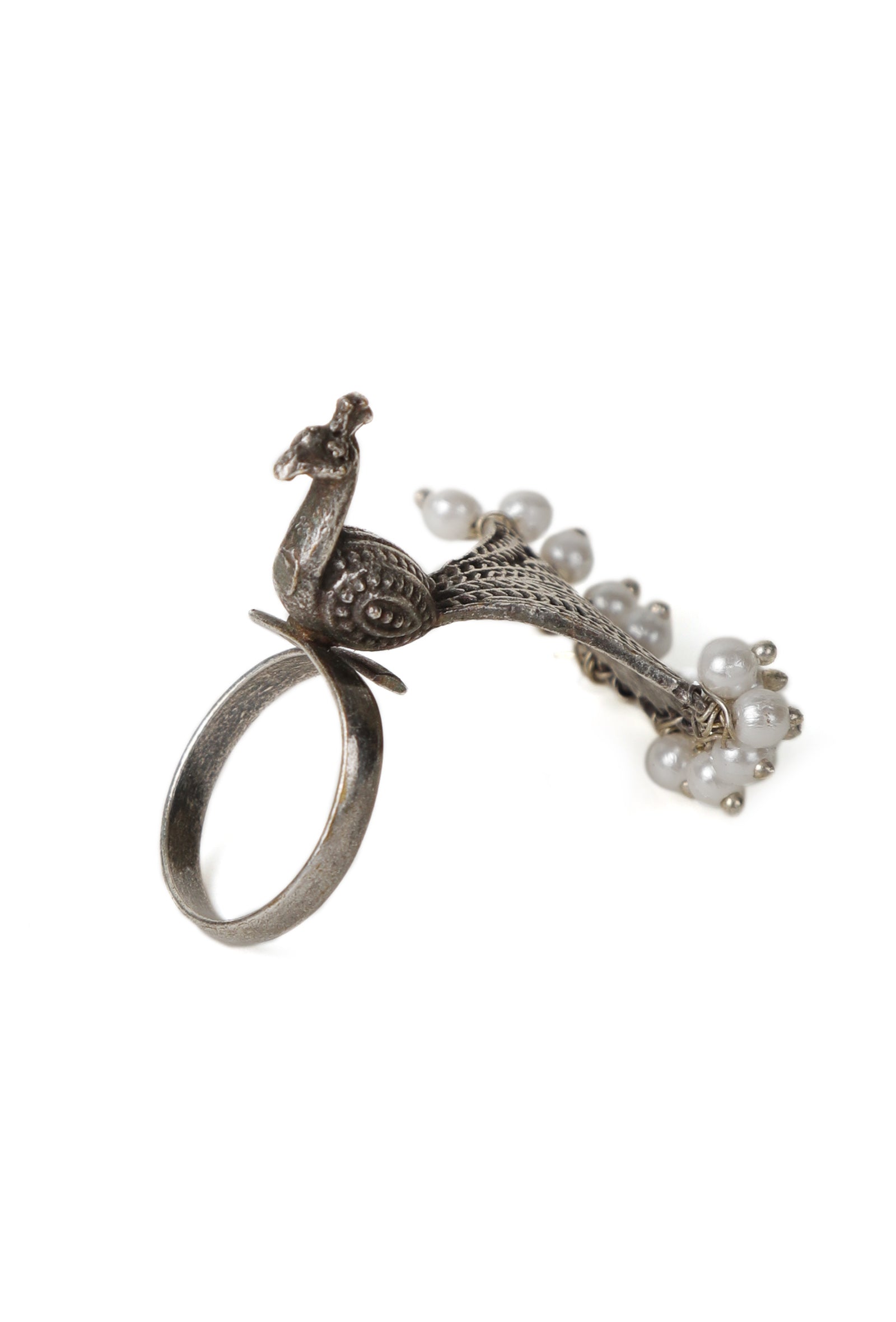 Oxidized Silver Peacock Ring