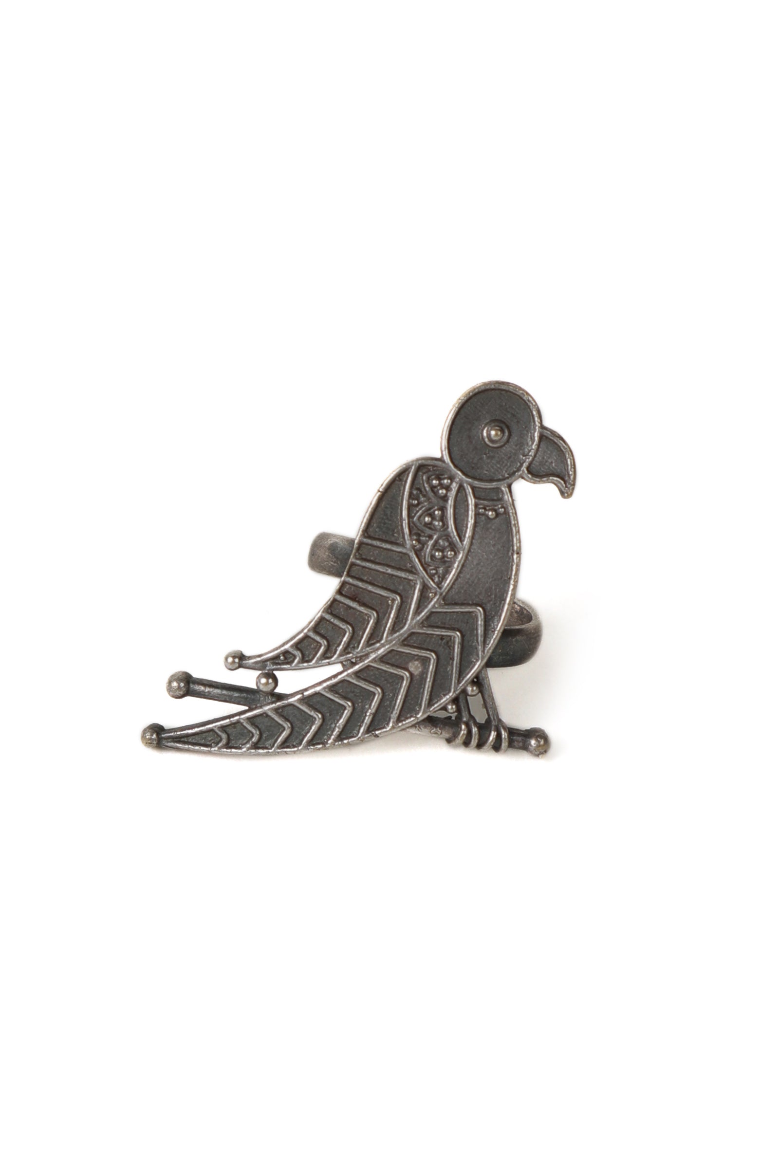 Oxidized Silver Parrot Ring