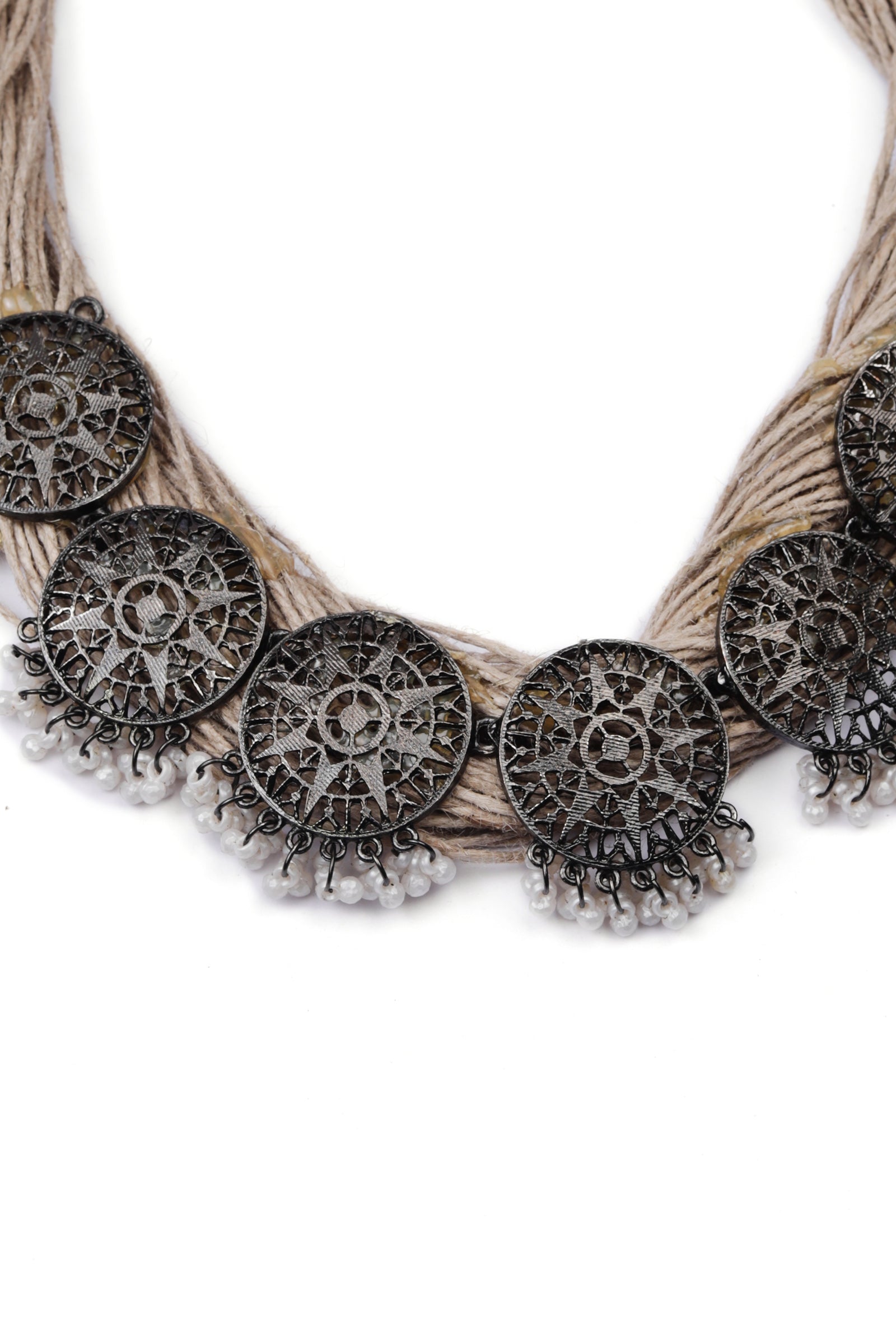 Kundan Party Wear Jute Antique Necklace