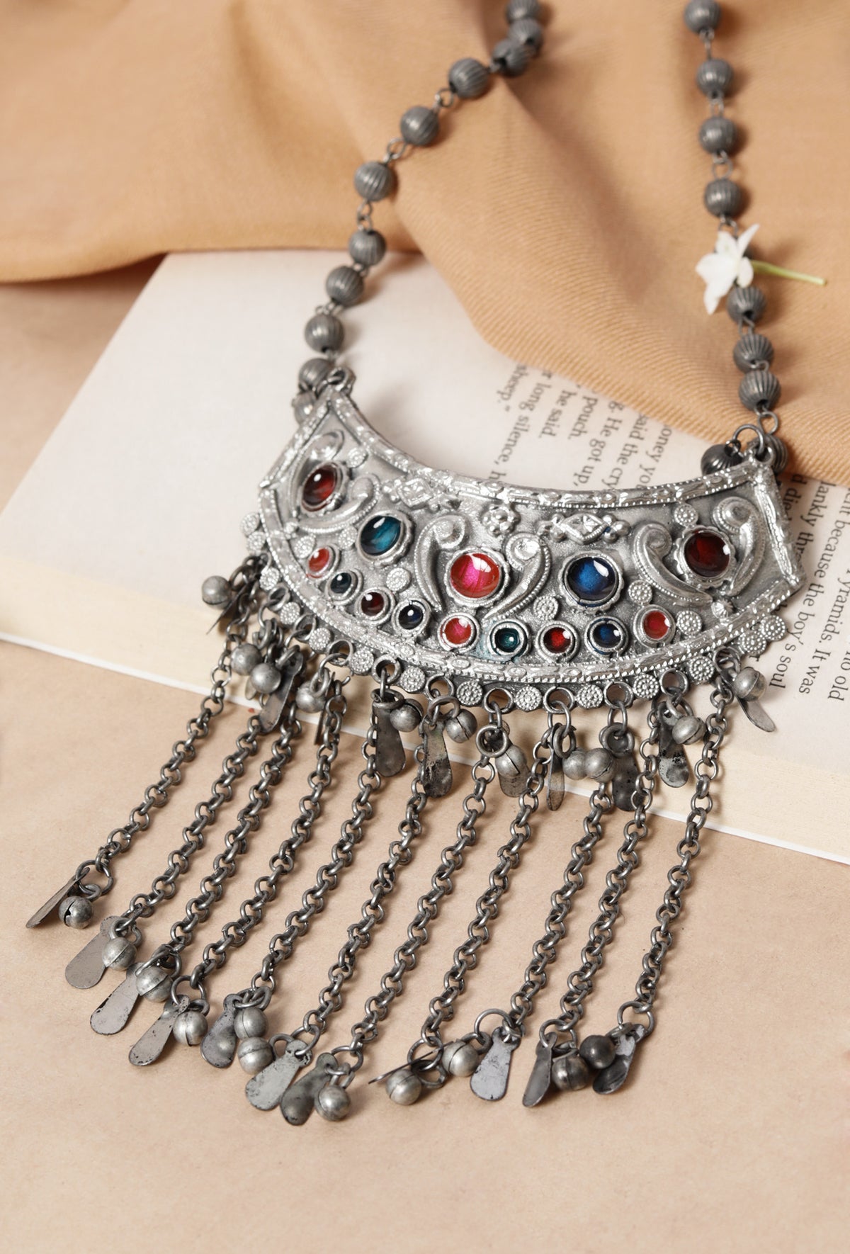Georgeous Designer Kuchi Afghani Enamel Work Long Ball Chain Necklace