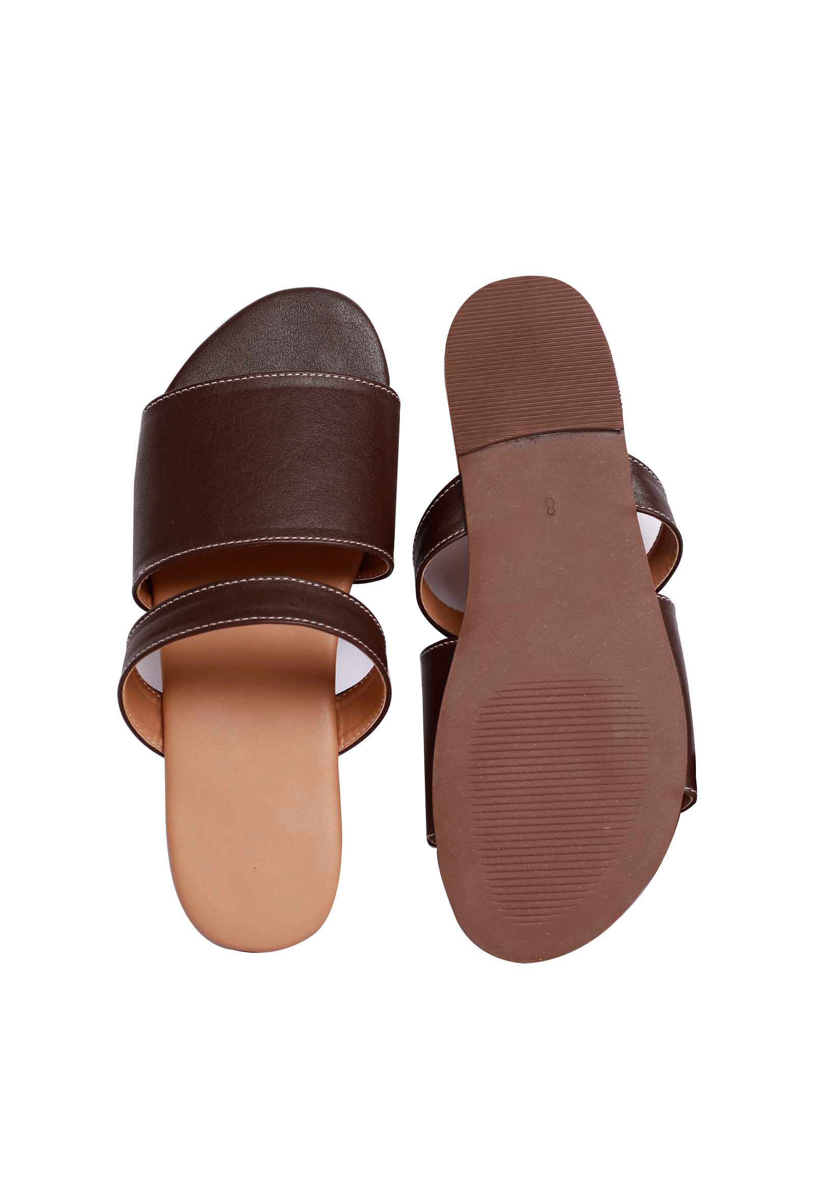 Tortilla Brown Cruelty Free Leather Sliders