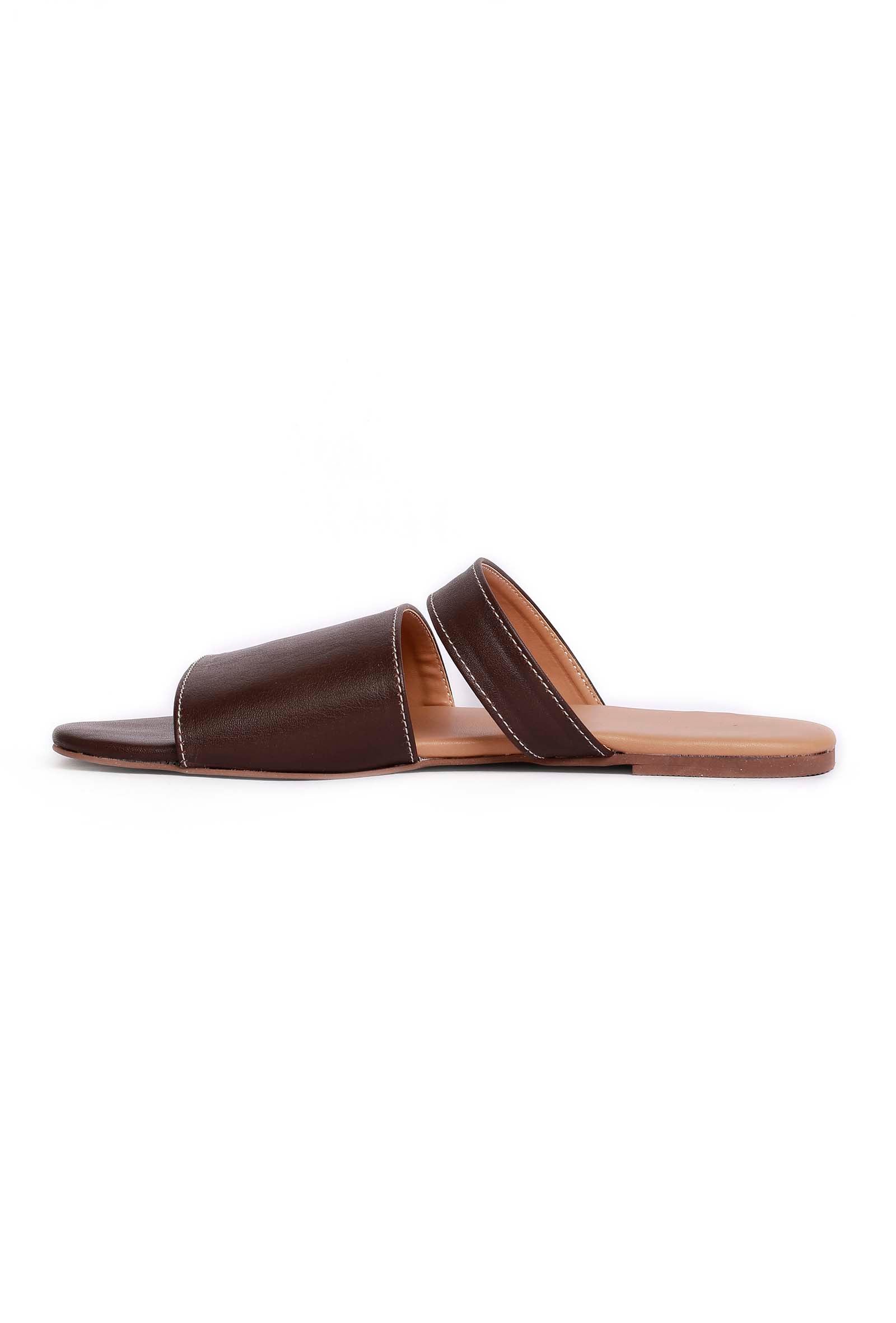 Tortilla Brown Cruelty Free Leather Sliders