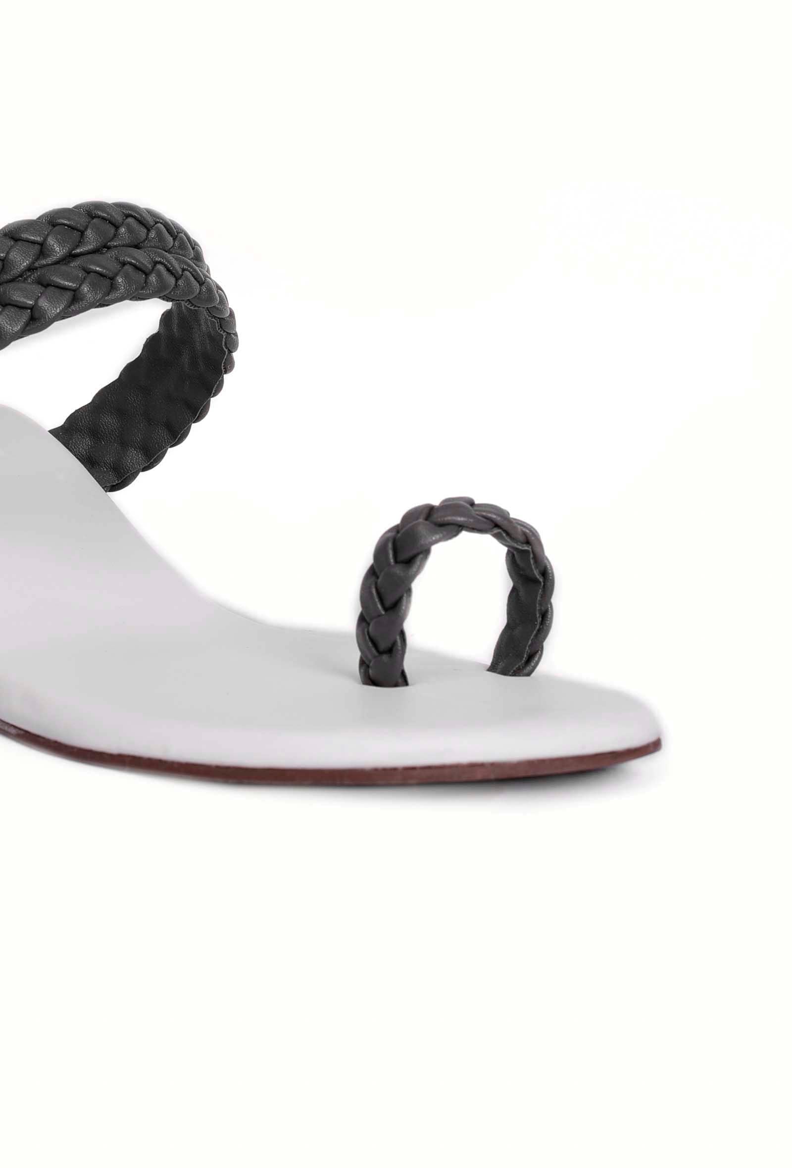 Onyx Black Knotted Cruelty Free Leather Sandals