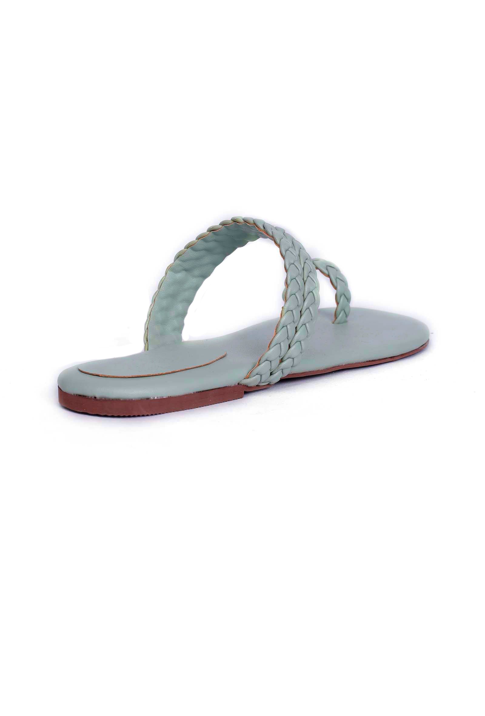 Powdered Blue Knotted Cruelty Free Leather Sandals