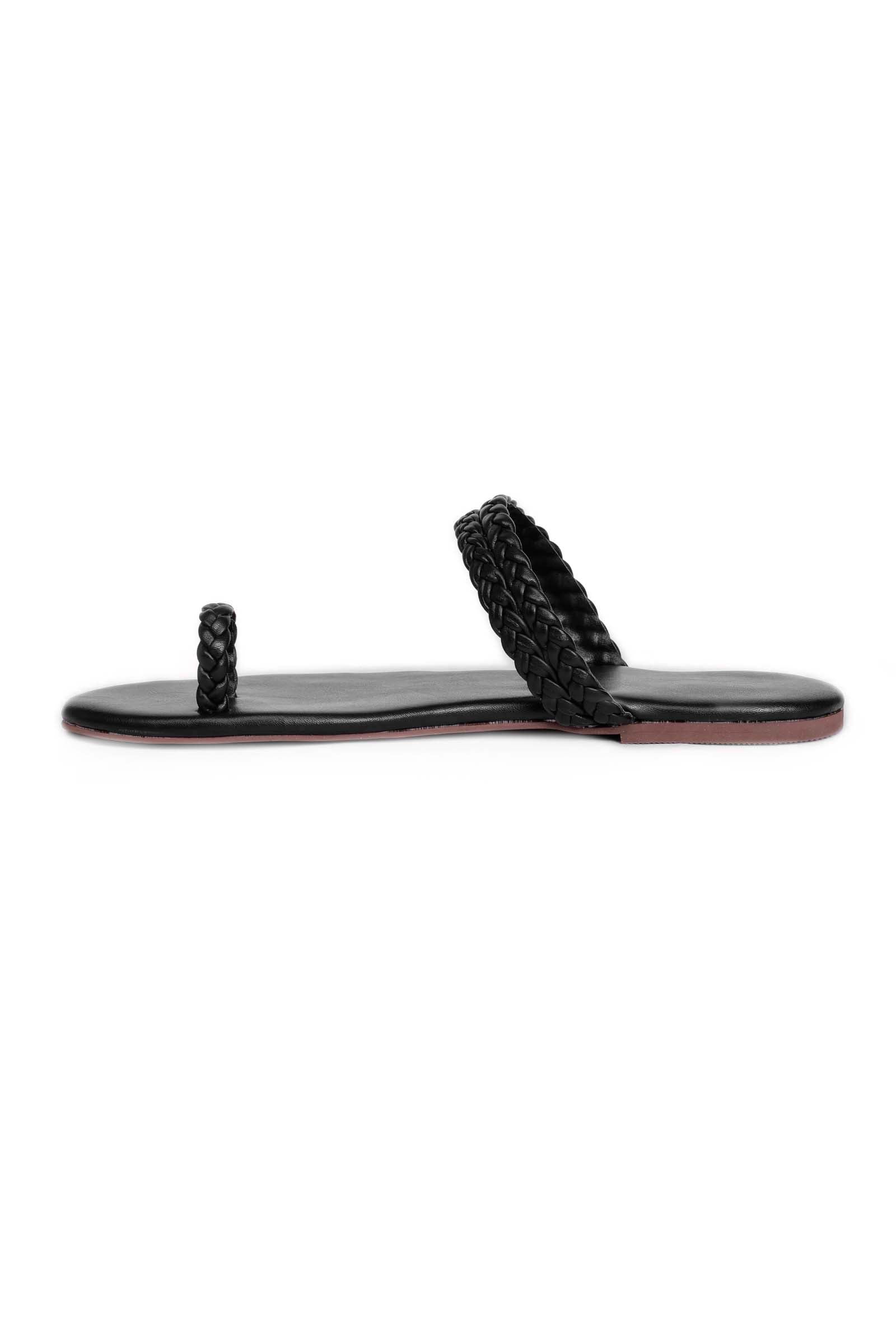 Black Knotted Cruelty Free Leather Sandals