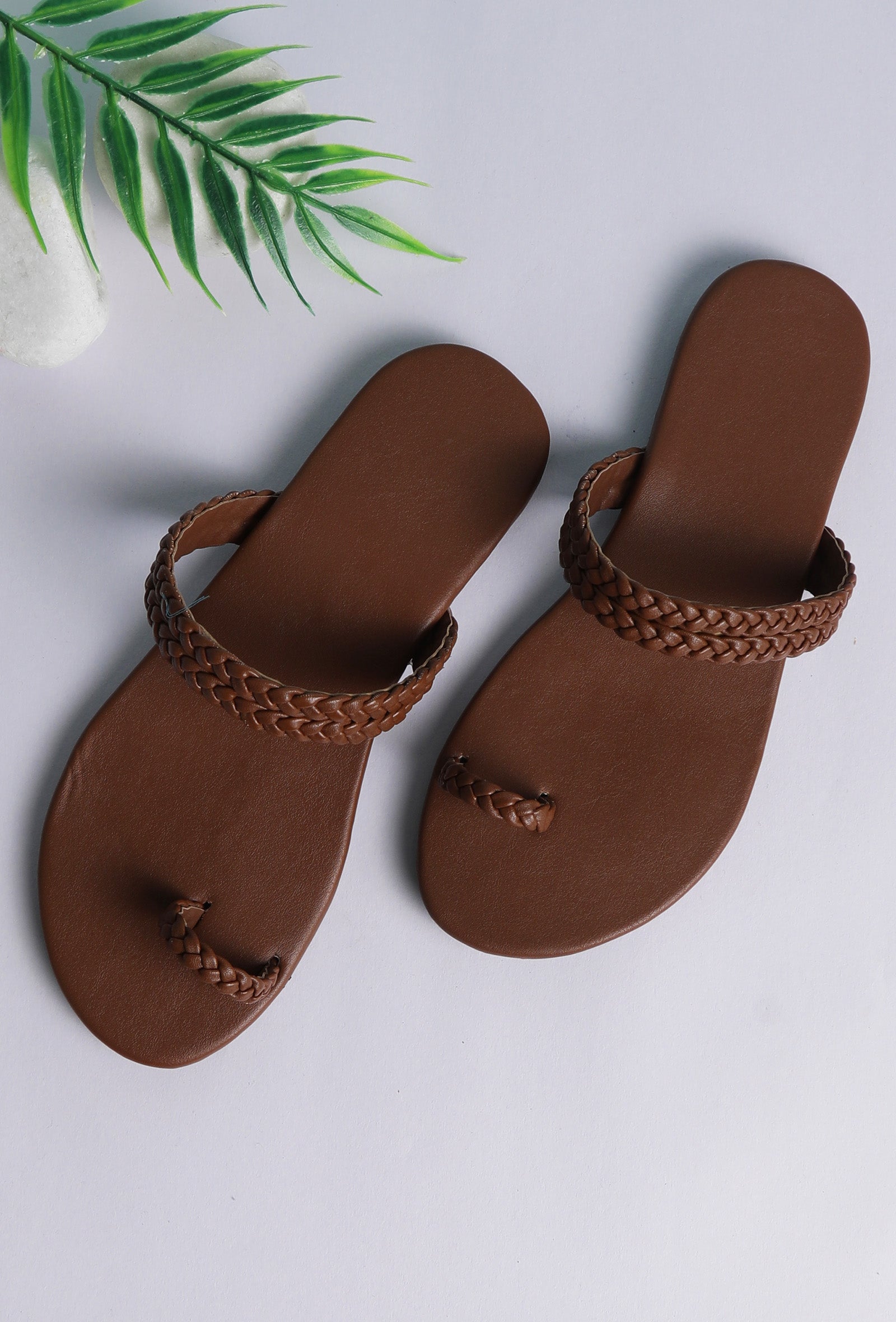 Caramel Brown Knotted Cruelty Free Leather Sandals