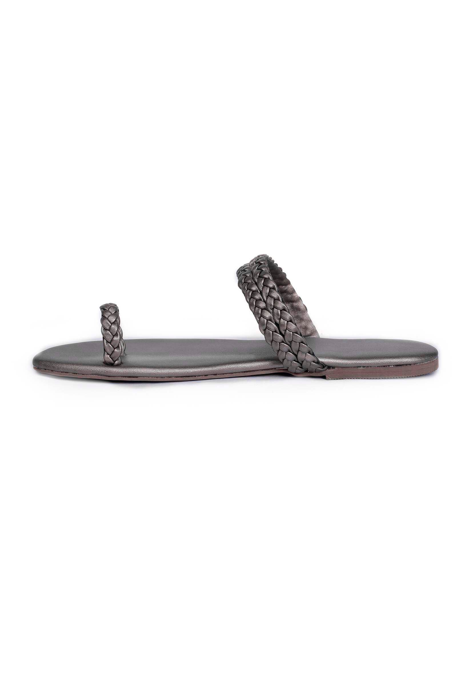 Steel grey Knotted Cruelty Free Leather Sandals