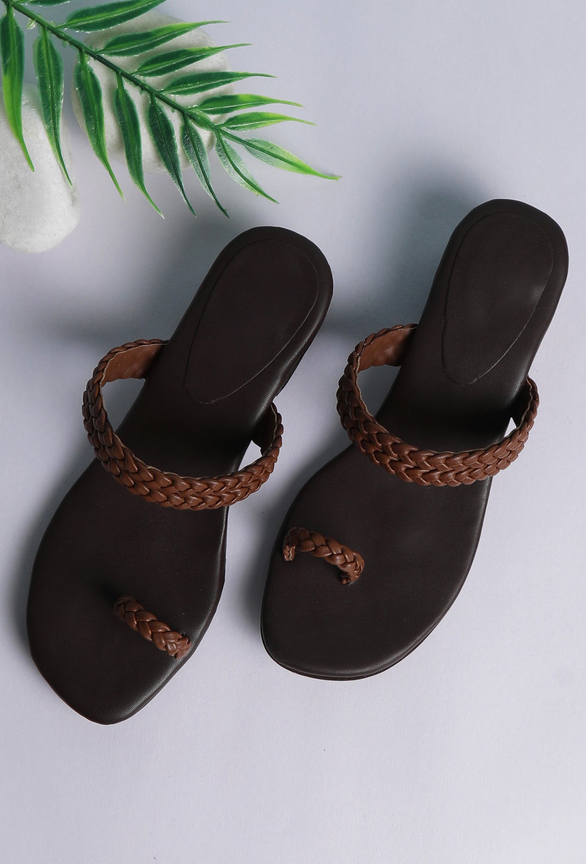 Coffee Brown Knotted Cruelty Free Leather Sandals
