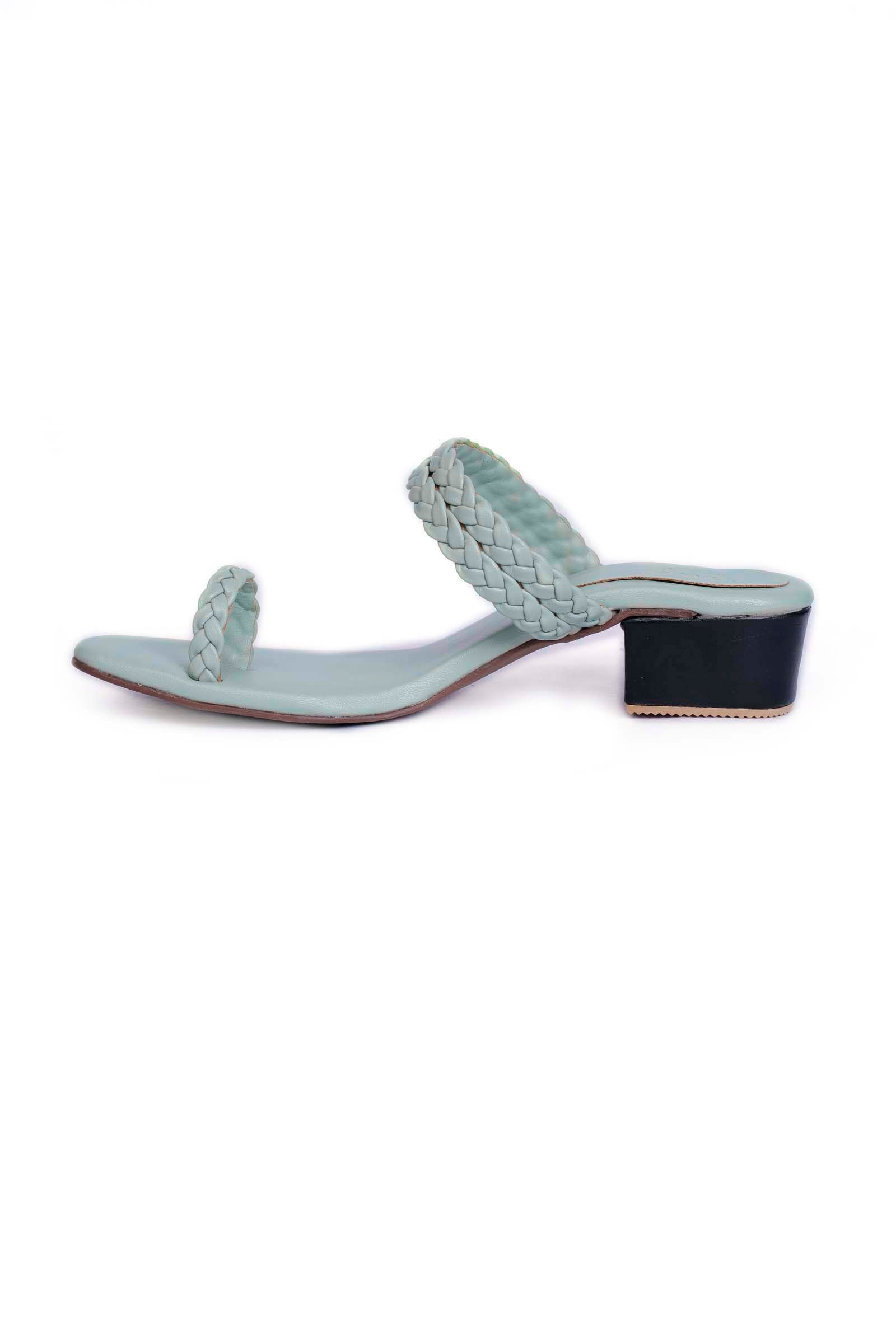 Ice Blue Knotted Cruelty Free Leather Sandals