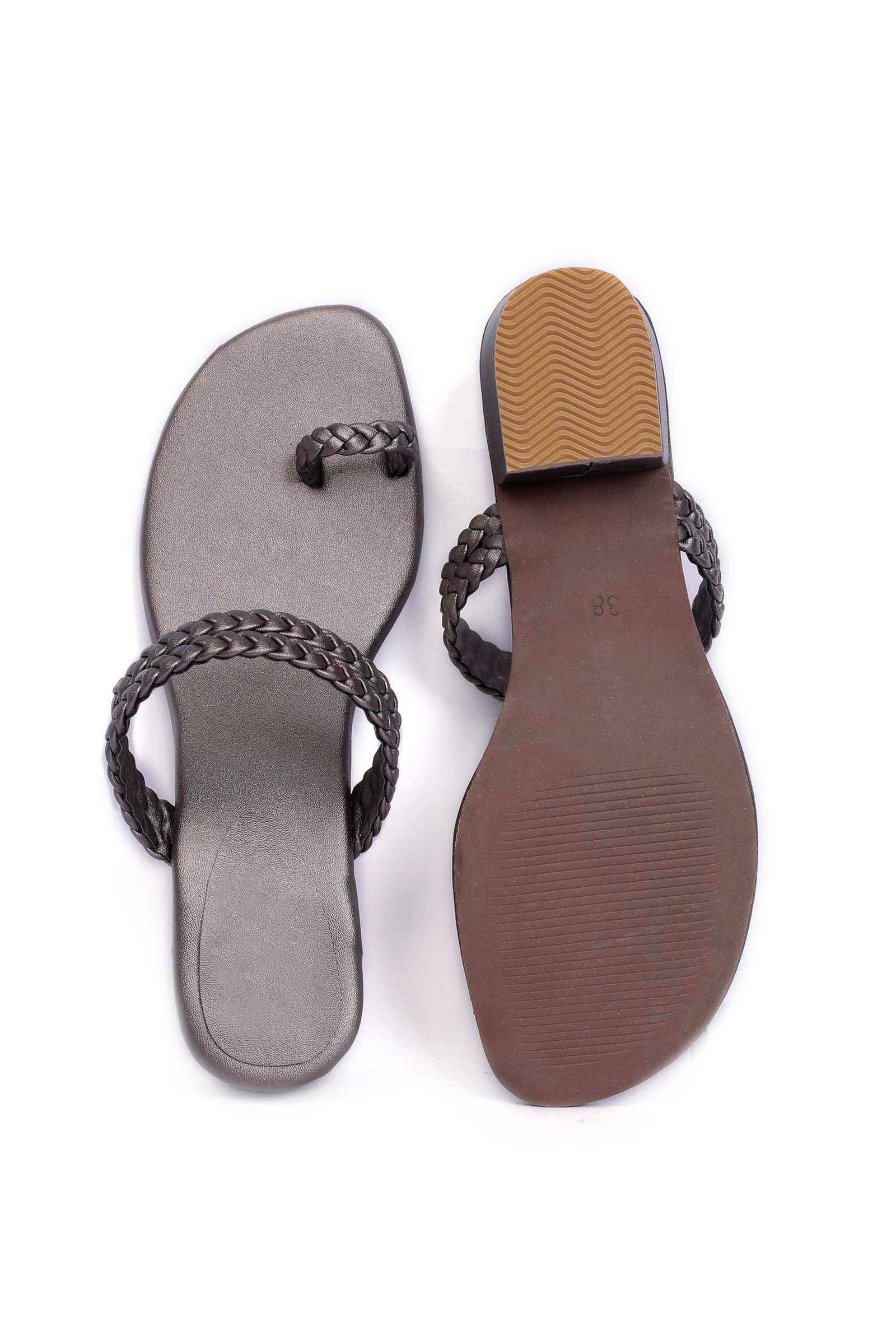 Grey Knotted Cruelty Free Leather Sandals