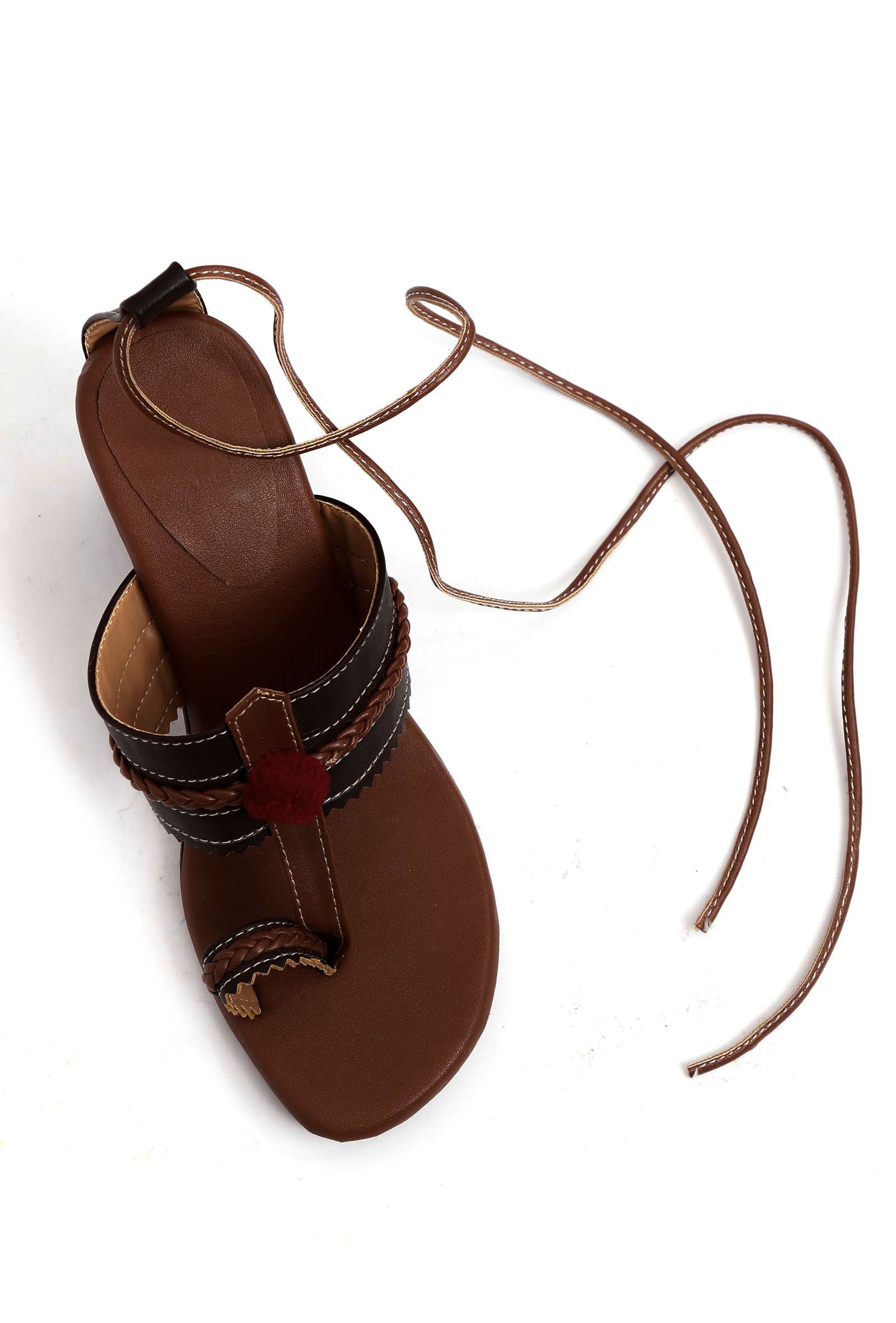 Dark Brown Cruelty Free Leather Heels Sandals