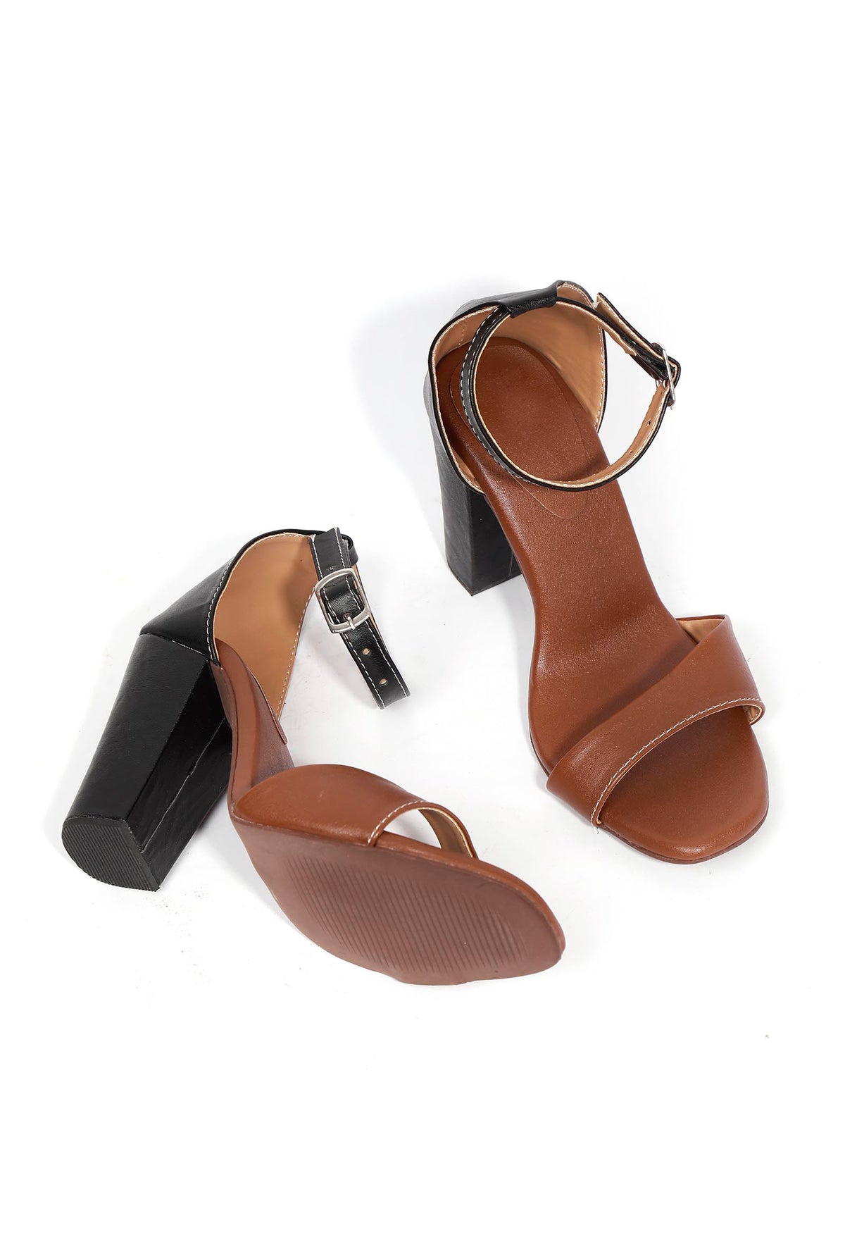 Ombre Brown Strap Cushion Padded Heels