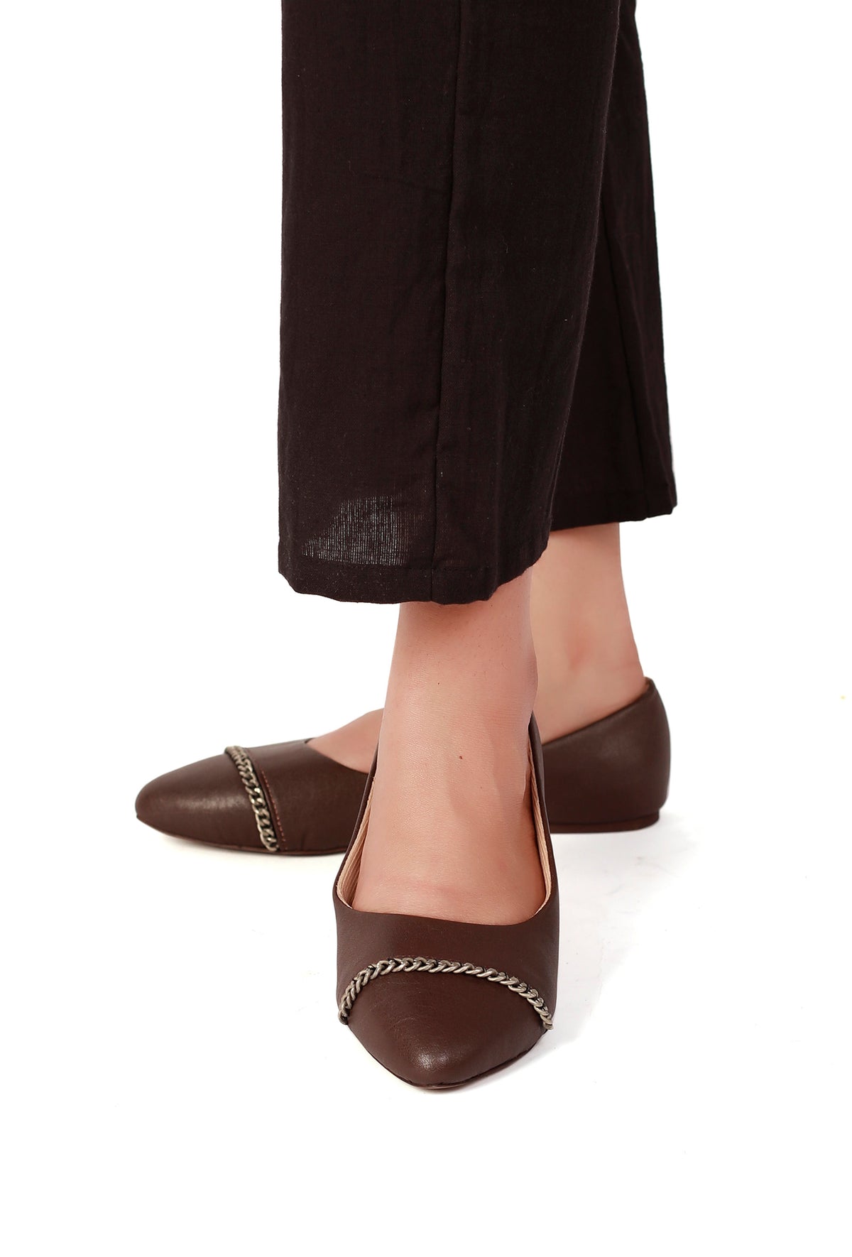 Coco Brown Chain Cruelty-Free Leather Mules