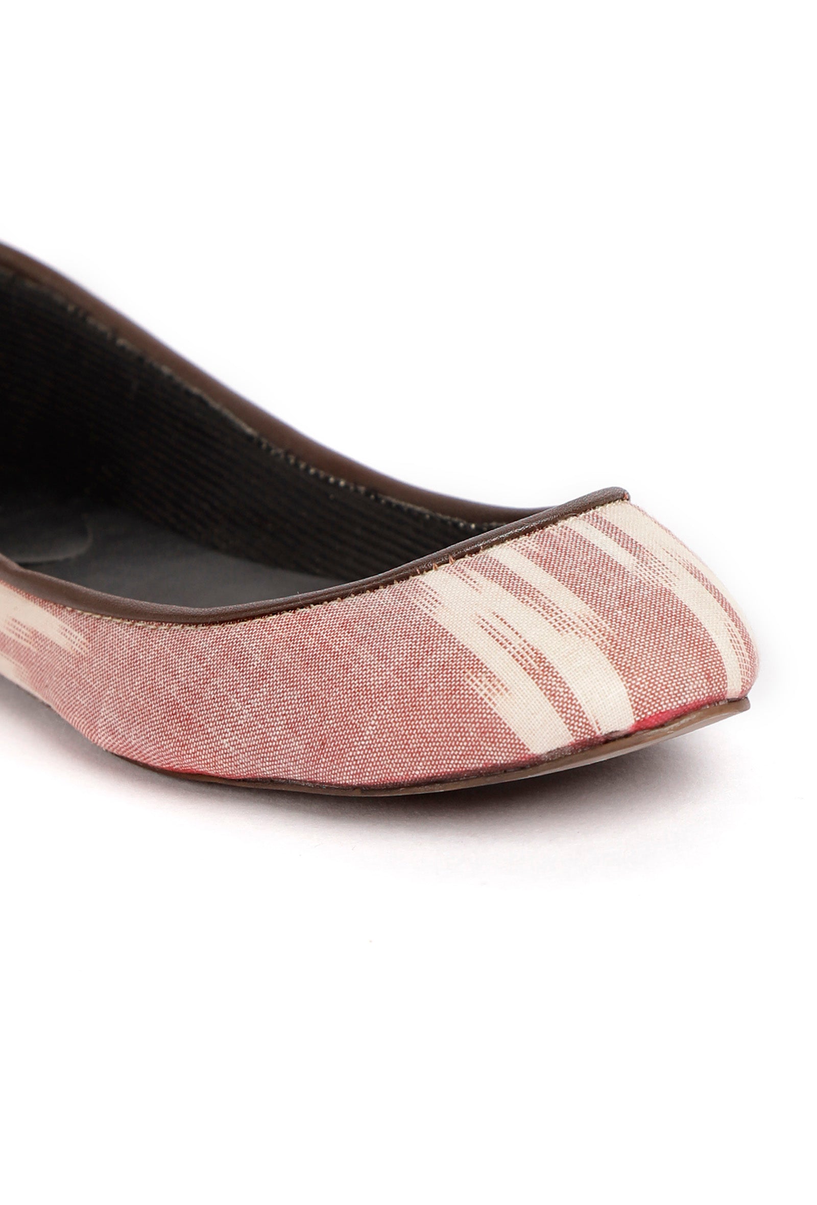 Pink and White Ikat Cruelty Free Leather Flat Ballerinas