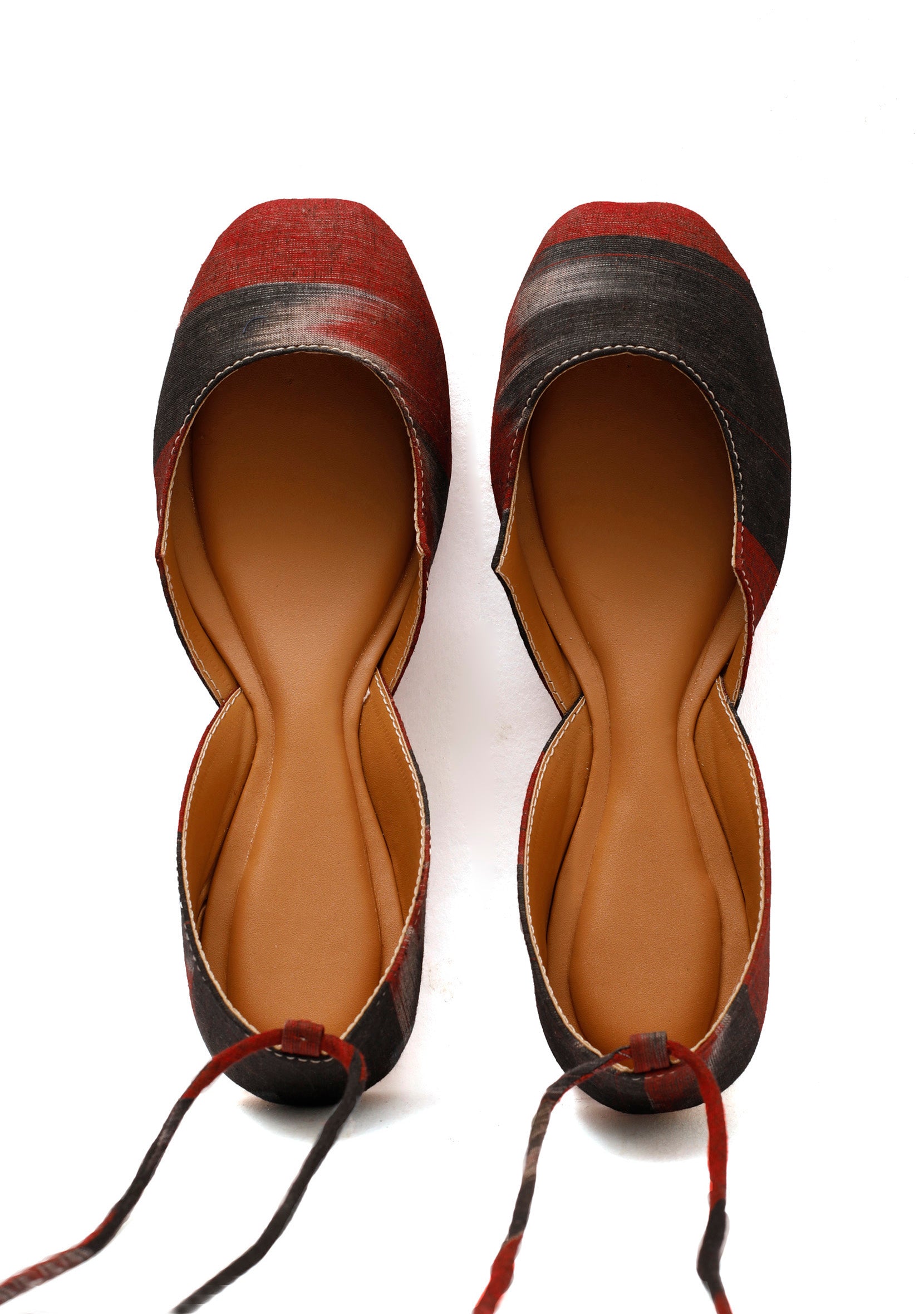 Red and Black Ikkat Cruelty Free Leather Flat Ballerinas