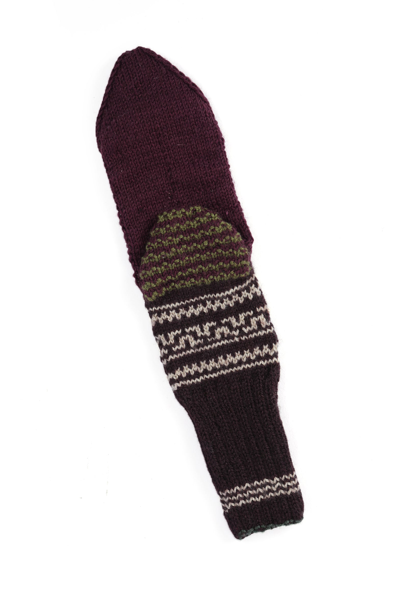 Brown & Multi Hand Knitted Woolen Winter Socks