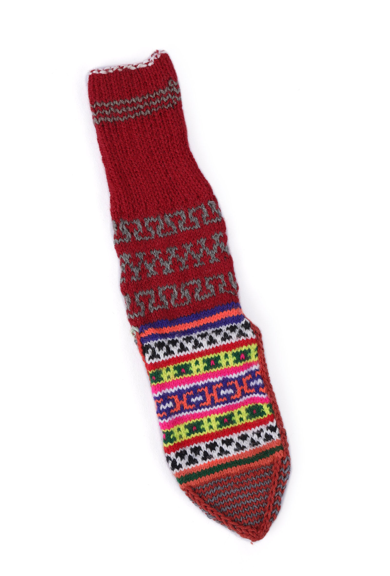 Red & Multi Hand Knitted Woolen Winter Socks