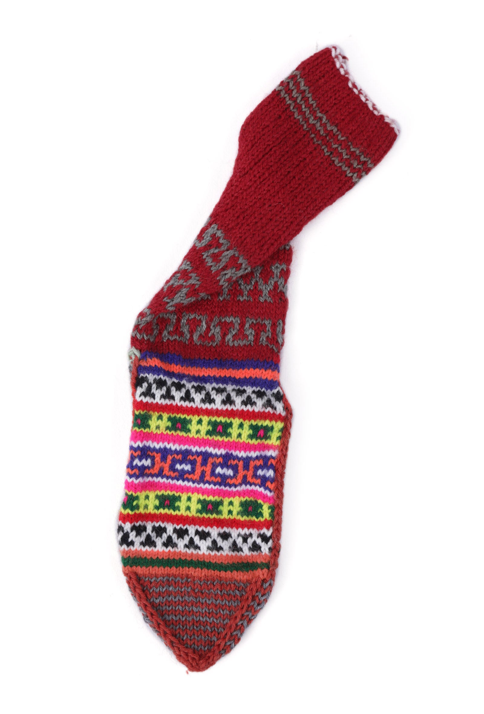 Red & Multi Hand Knitted Woolen Winter Socks
