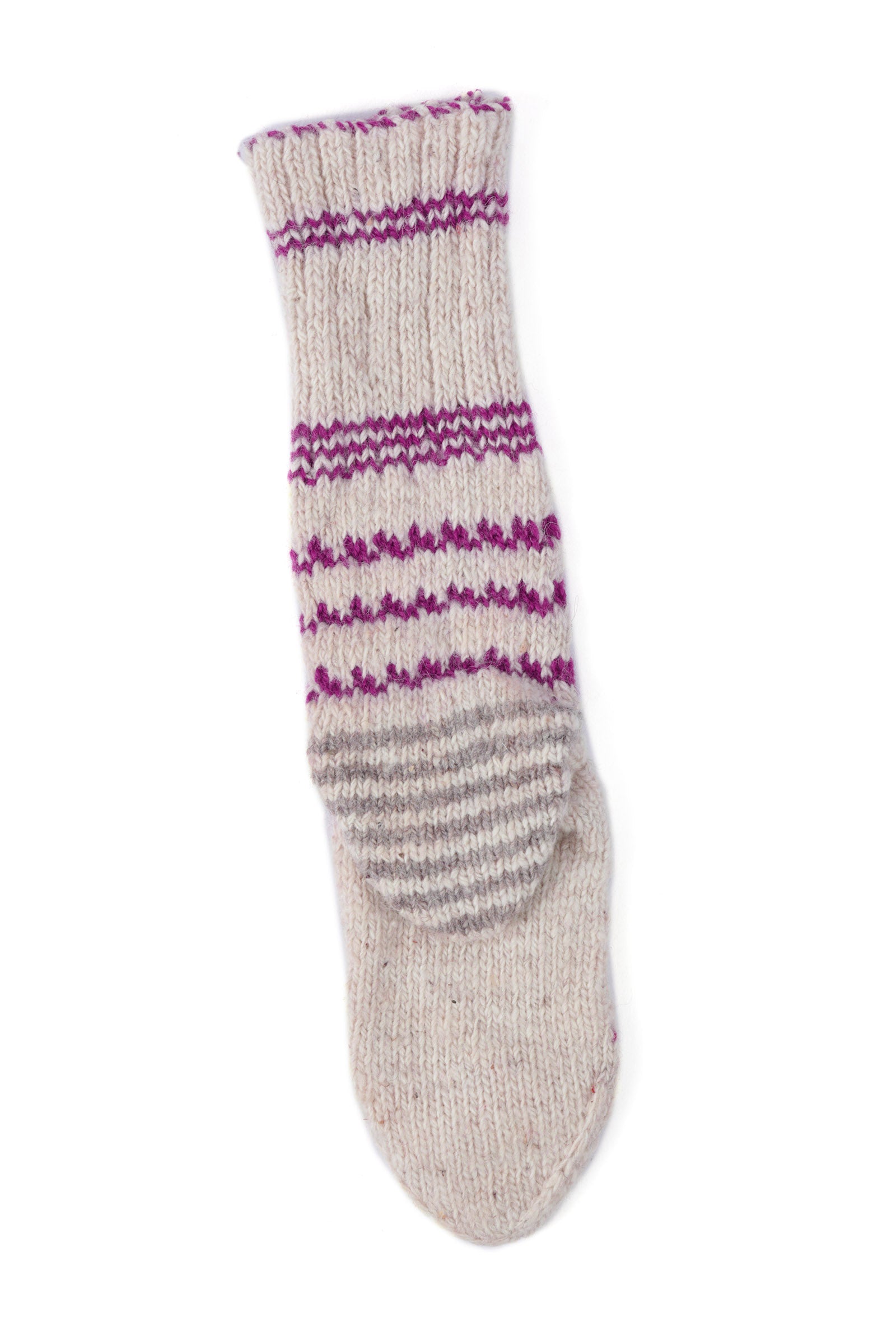 White & Multi Hand Knitted Woolen Winter Socks