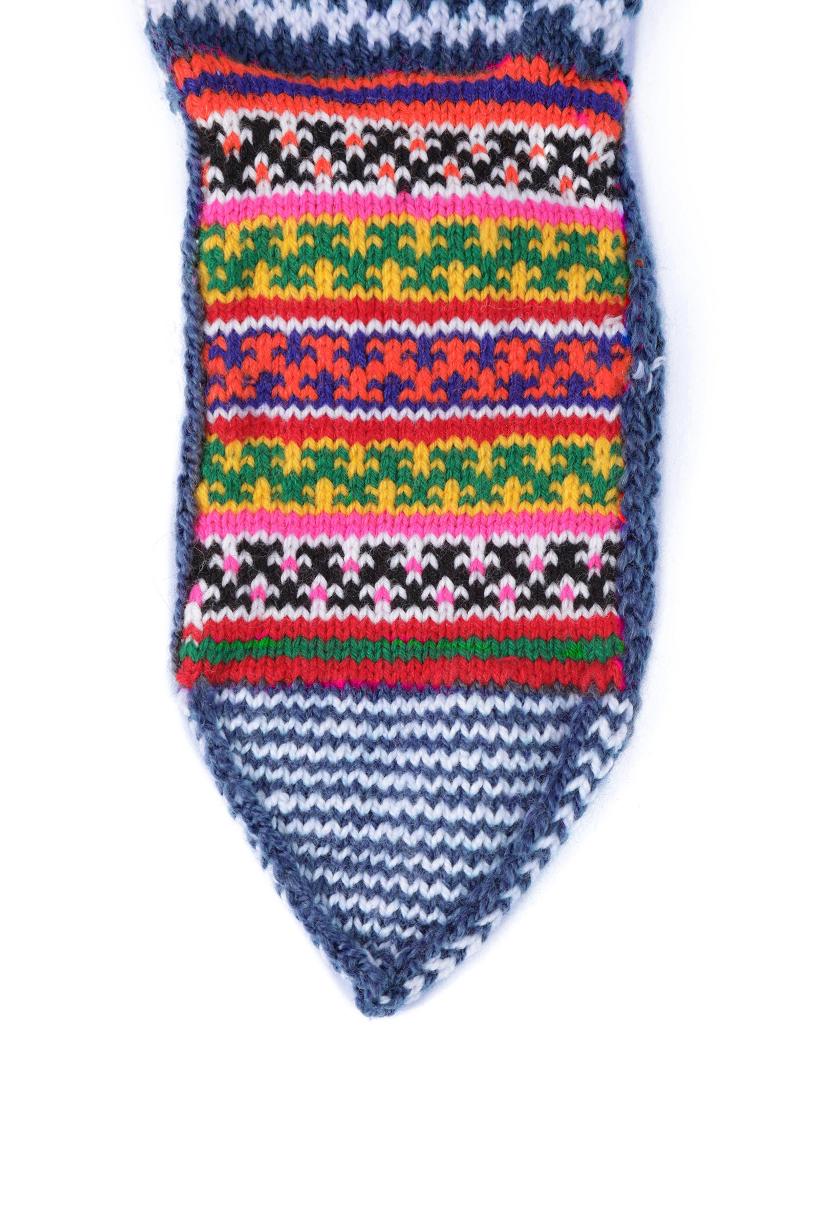 Aegean Blue & Multi Hand Knitted Woolen Winter Socks