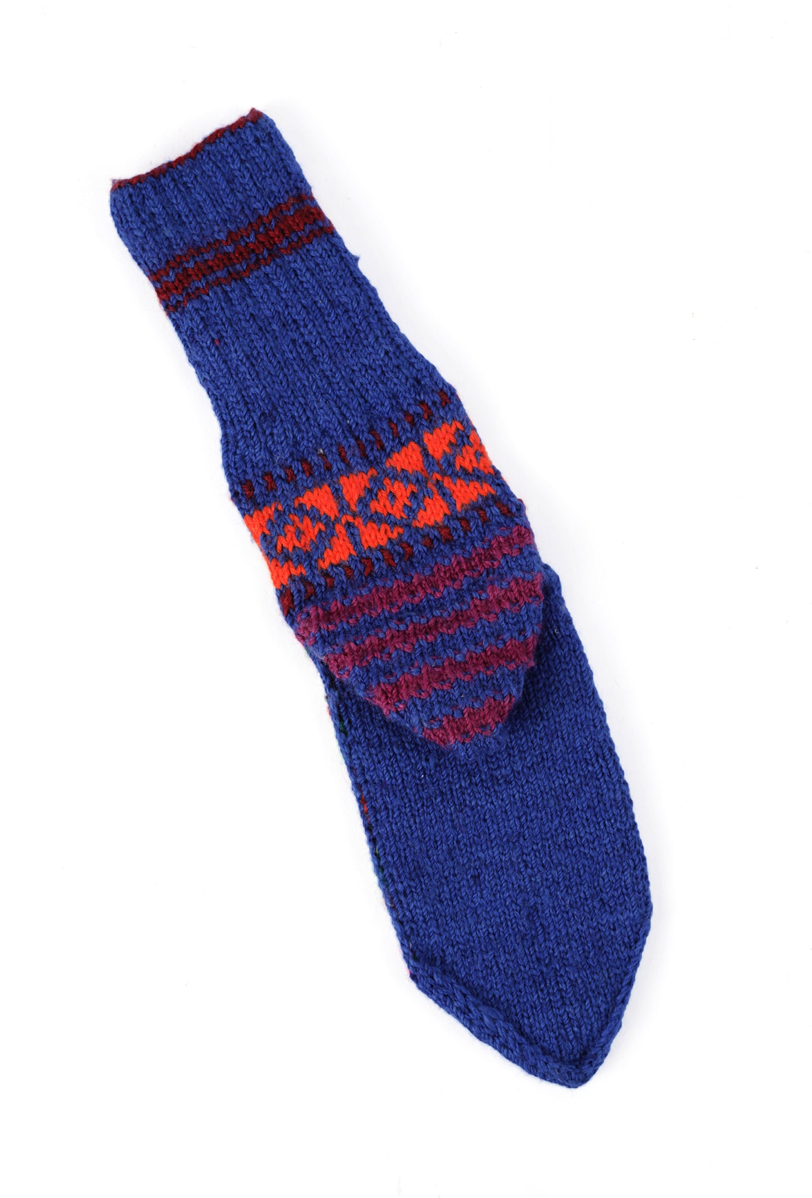 Azure Blue & Multi Hand Knitted Woolen Winter Socks