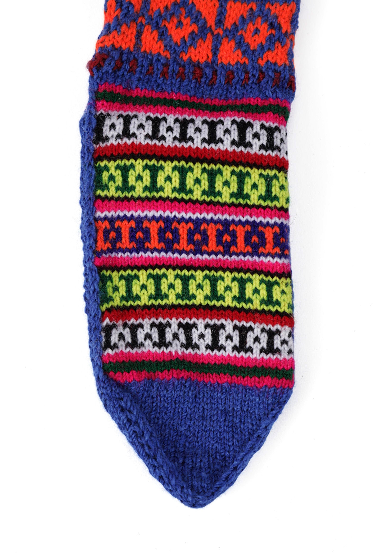 Azure Blue & Multi Hand Knitted Woolen Winter Socks