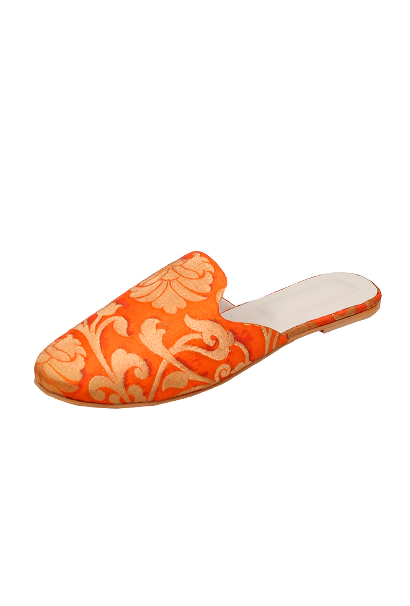 Orange Brocade Slider Mules