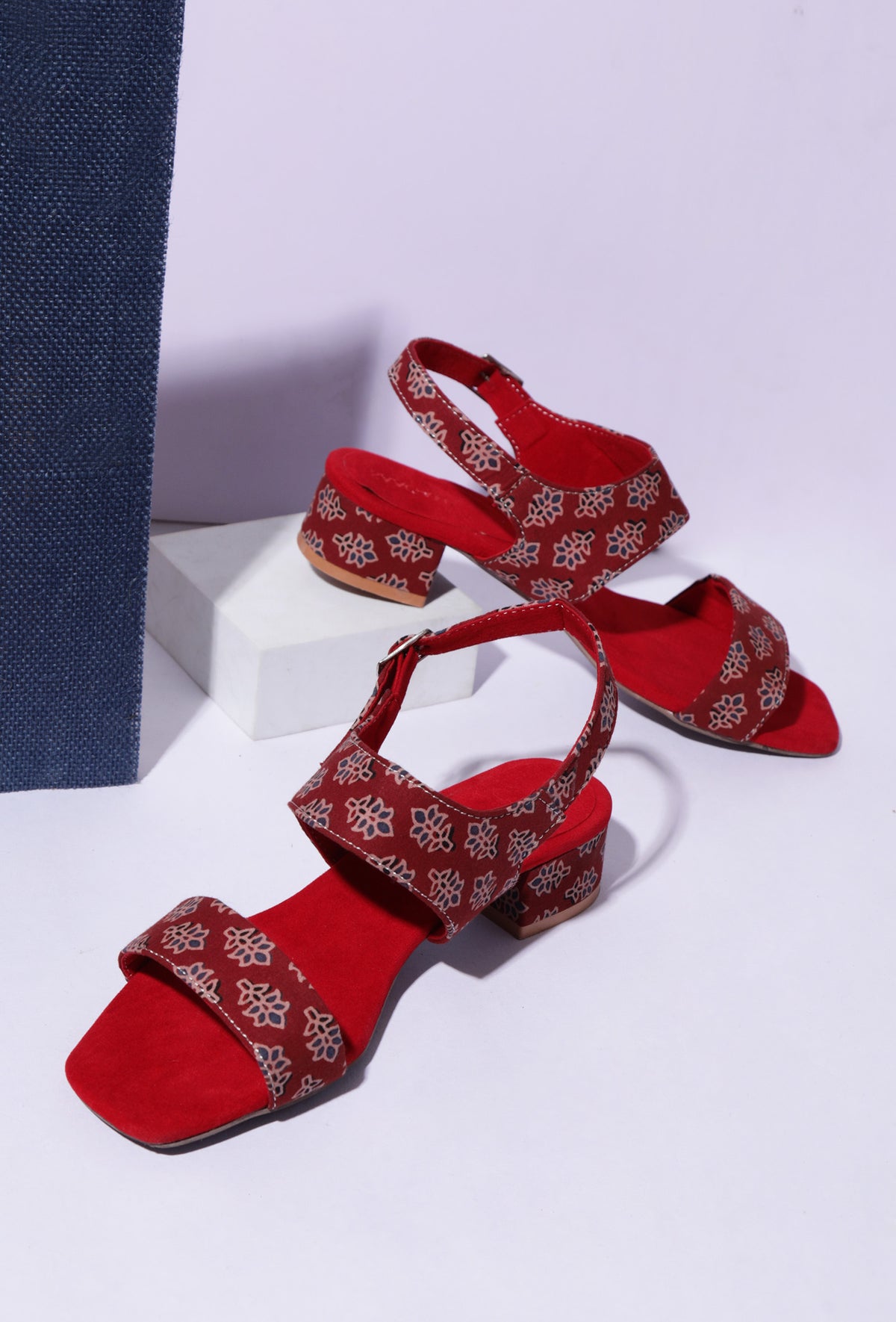 Blooms in Harmony Red Ajrakh Heels