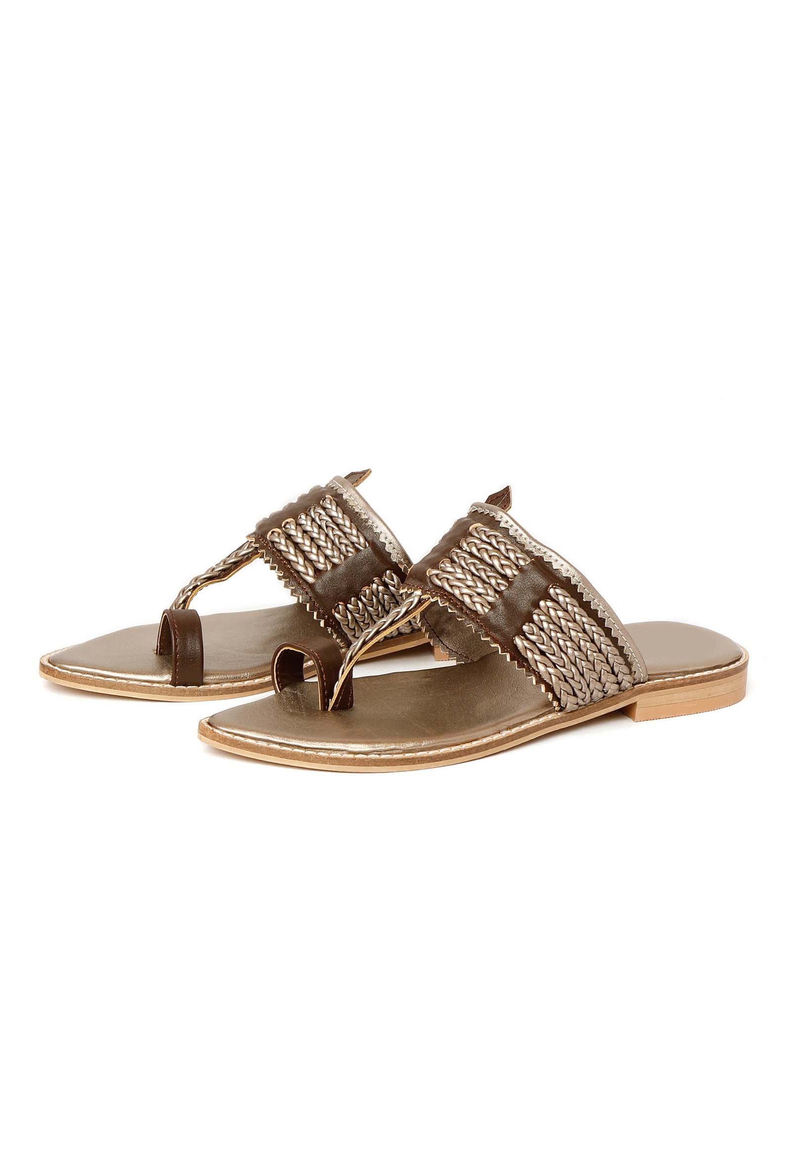 Brown & Silver Cruelty Free Leather Sandals