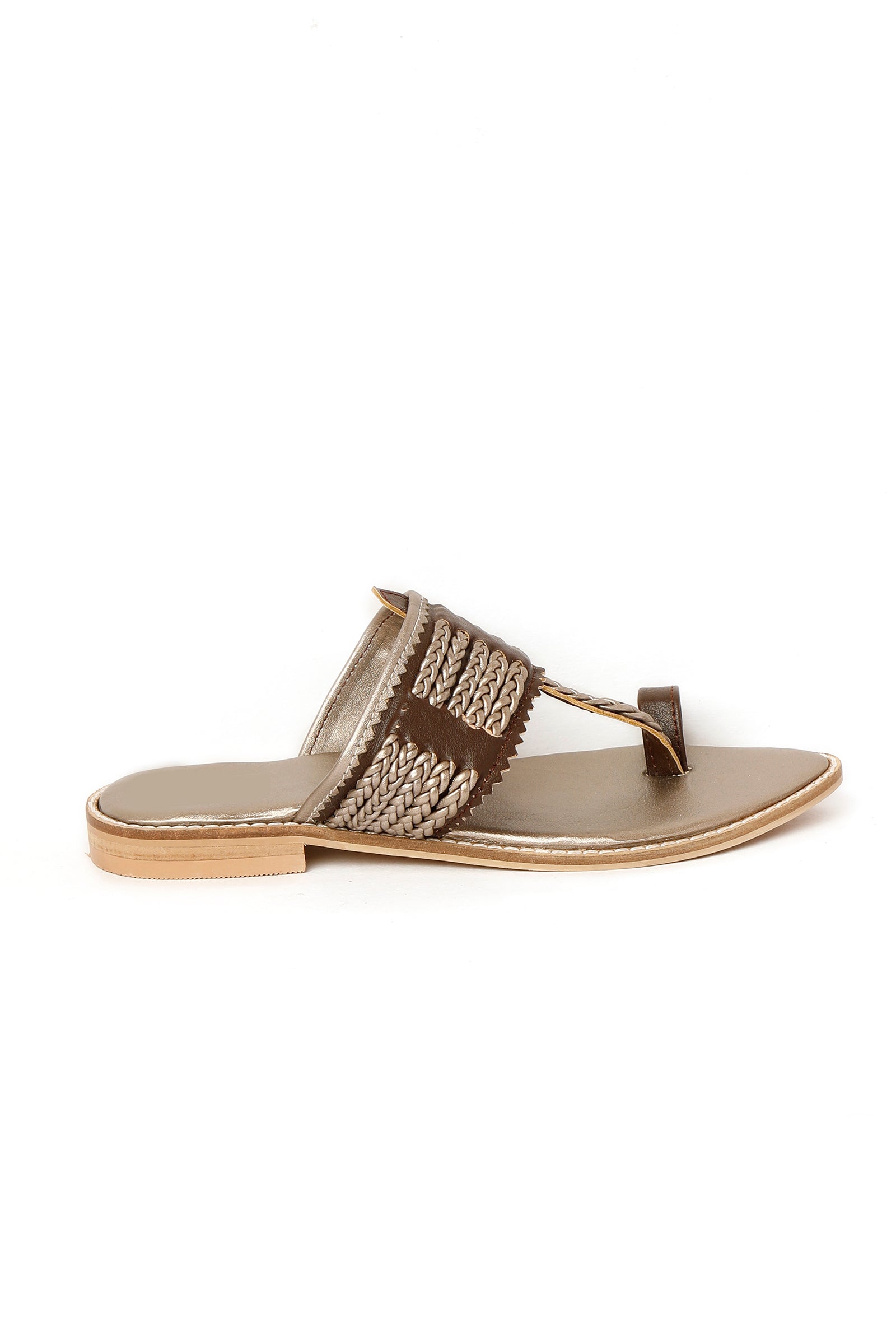 Brown & Silver Cruelty Free Leather Sandals