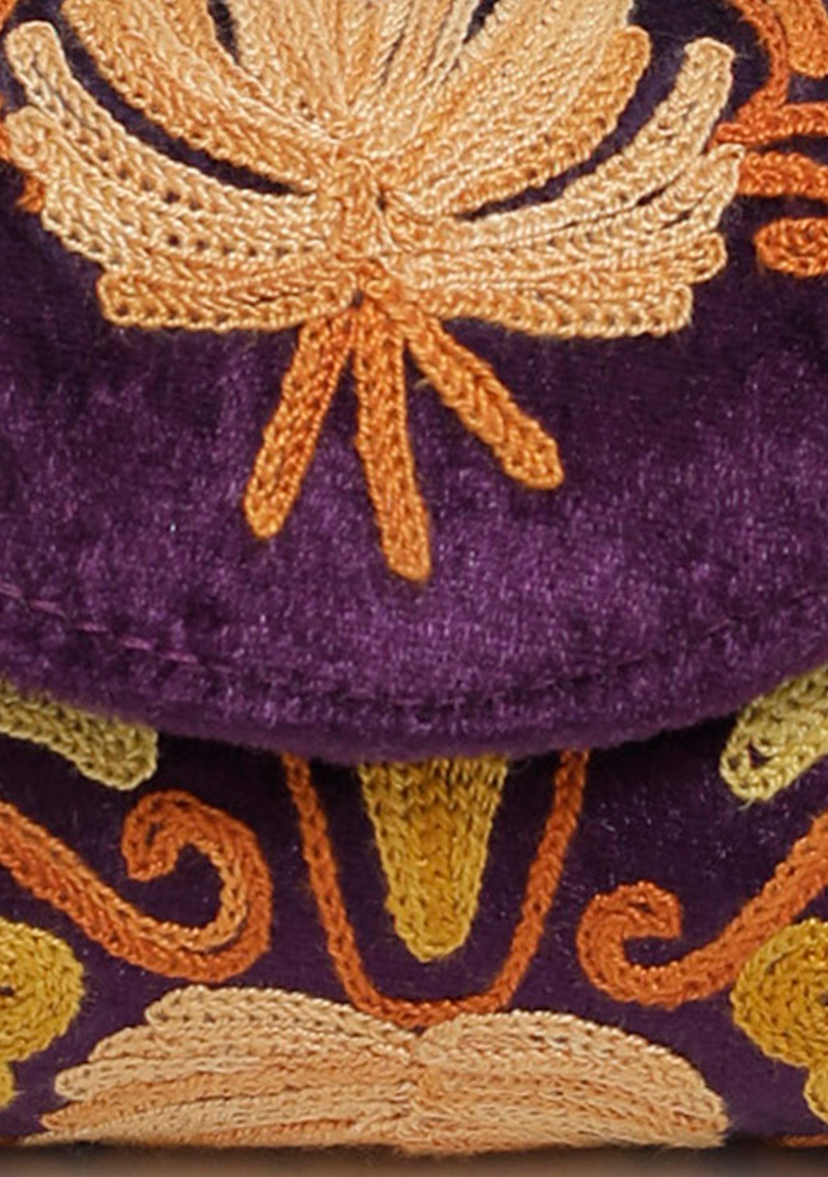Violet Tila Embroidery Velvet Clutch