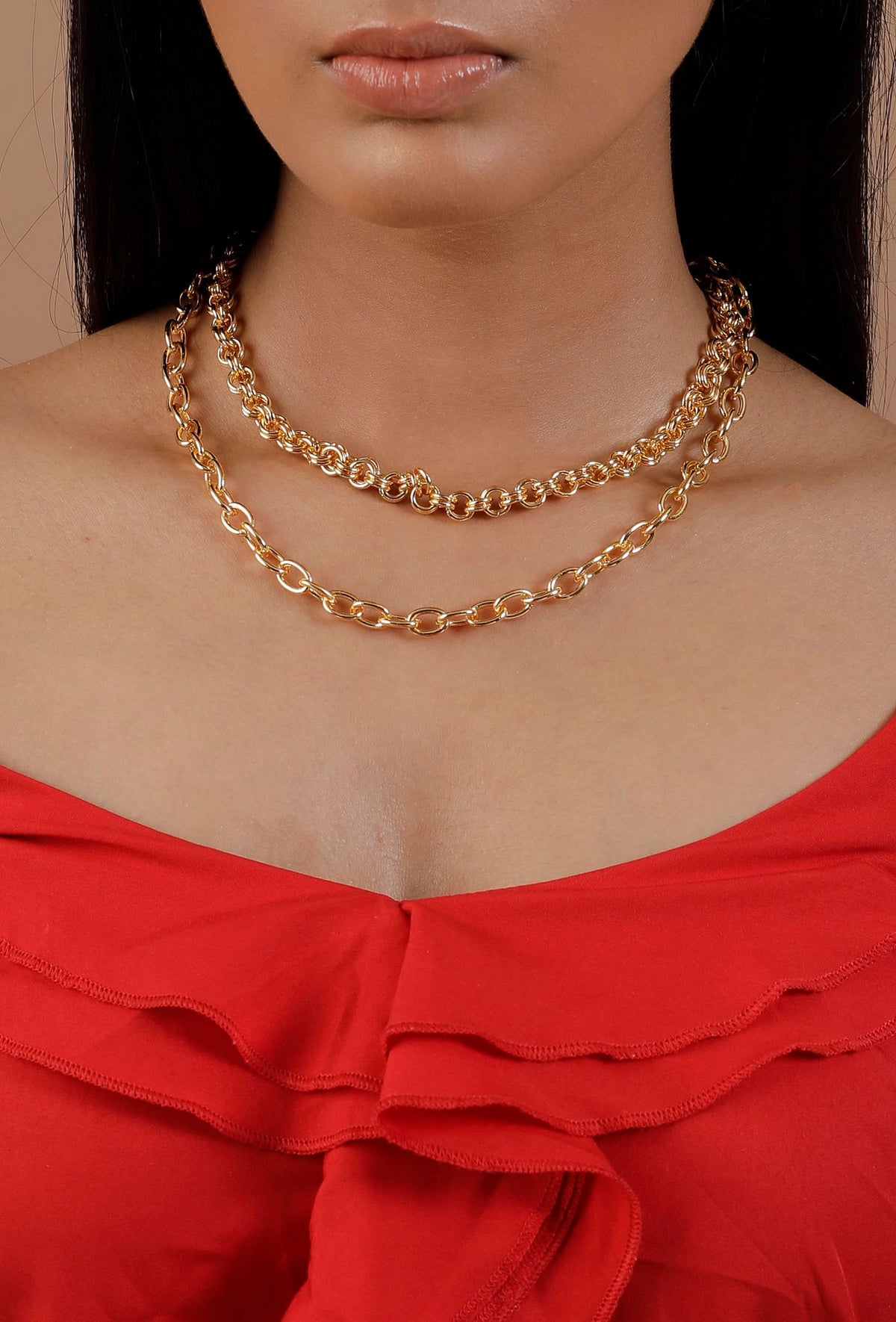 Lina Double Layered Twisted Gold Chain