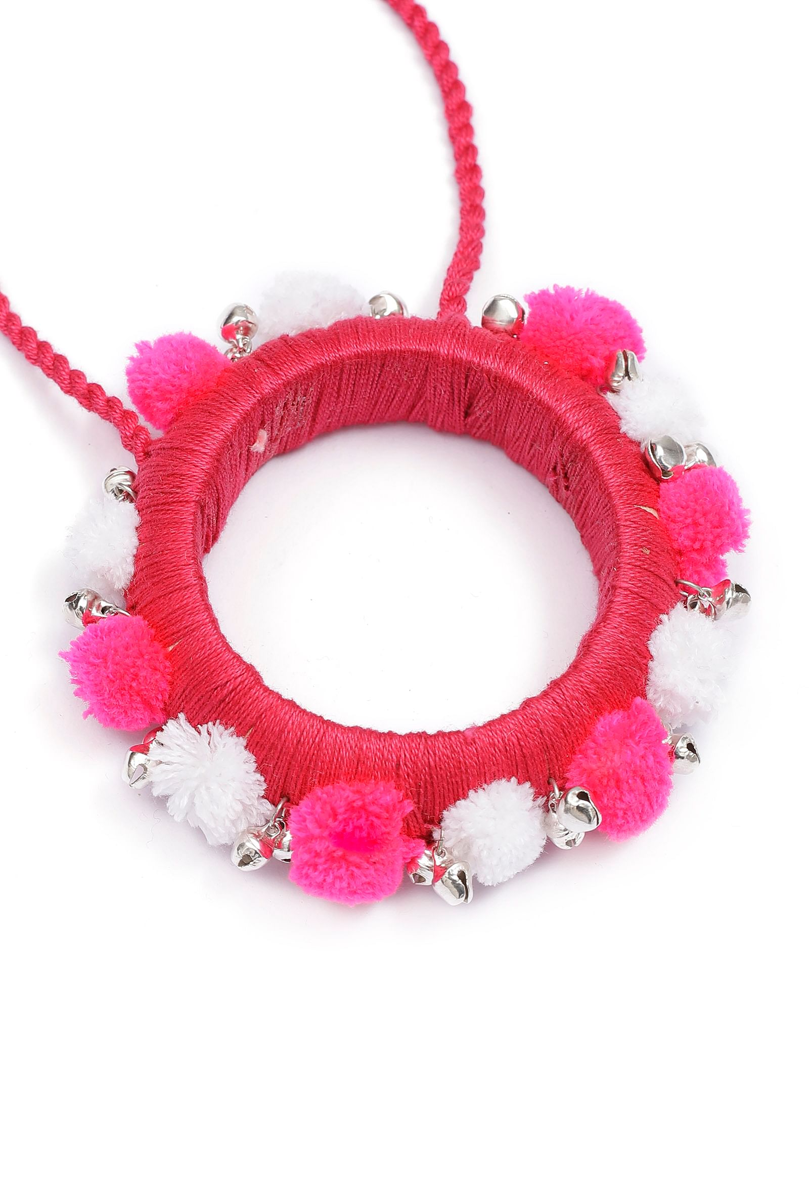 Ferry Pink Pom Pom Handcrafted Necklace