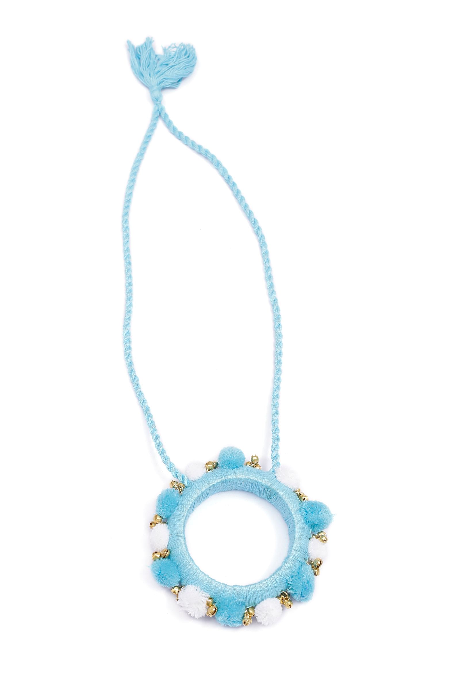 Sky Blue Pom Pom Handcrafted Necklace